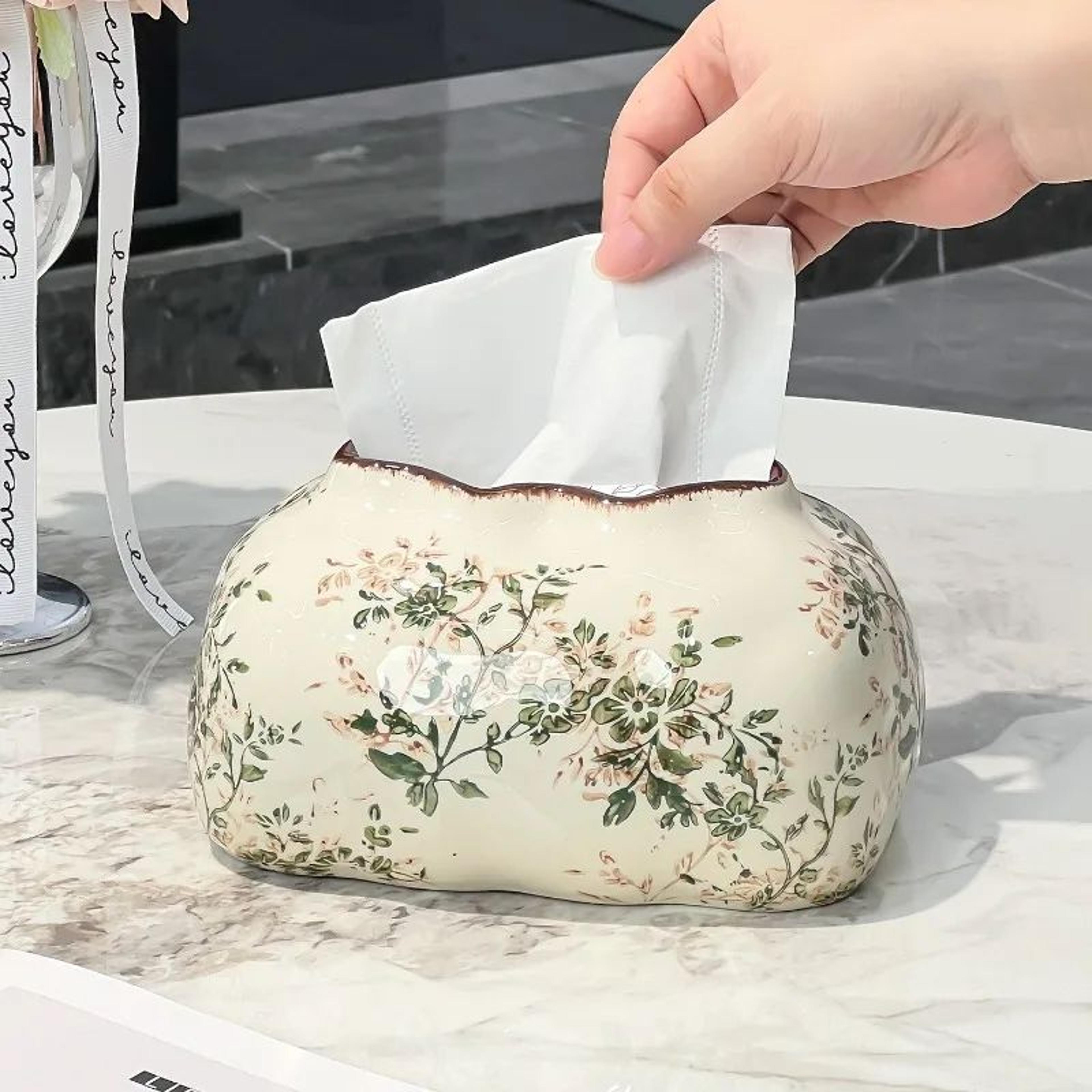 colorbloom ceramic tissue box holder – decorative napkin cover for modern home decor