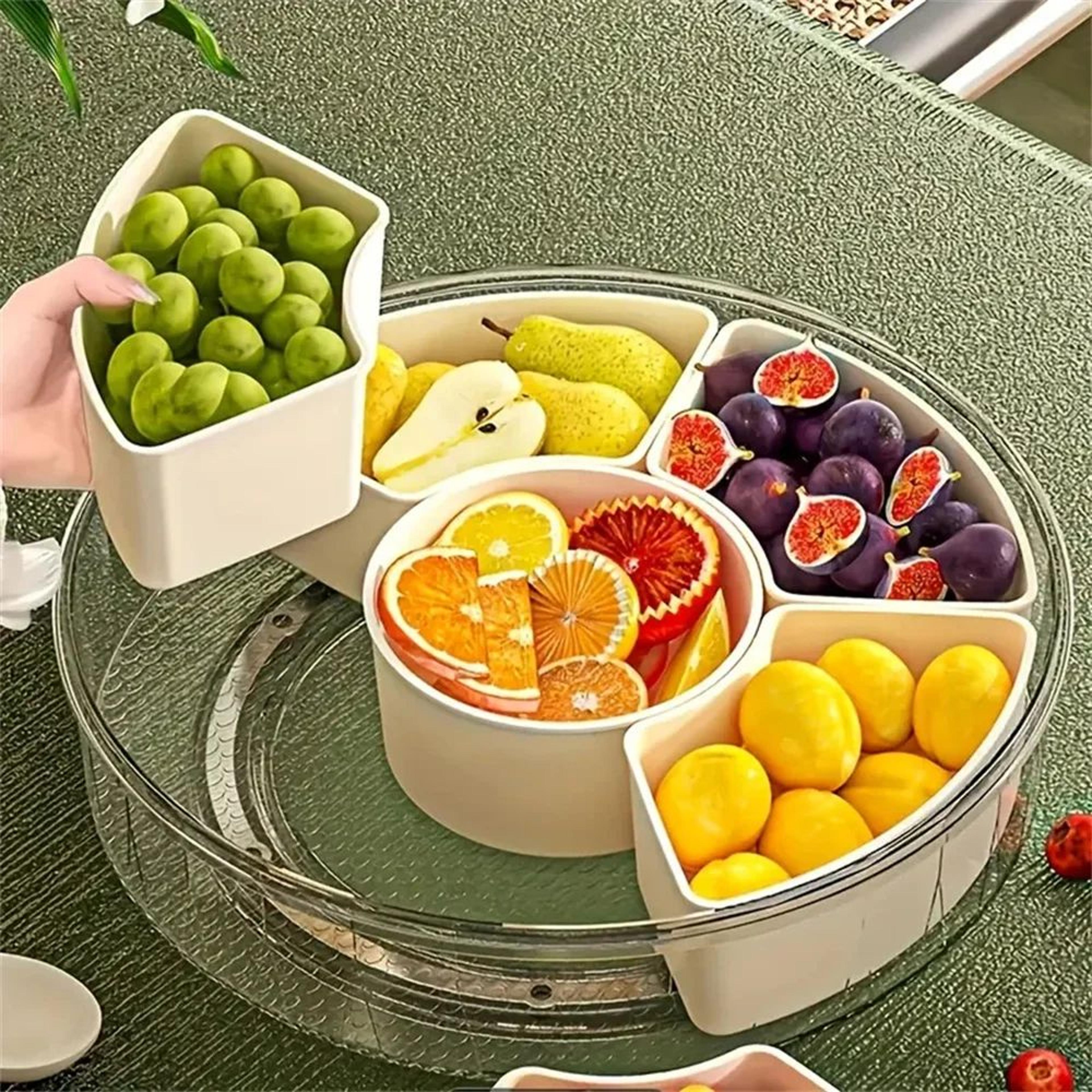 360 Rotating Snackle Box Serving Tray With Lid  Carry Handle 1