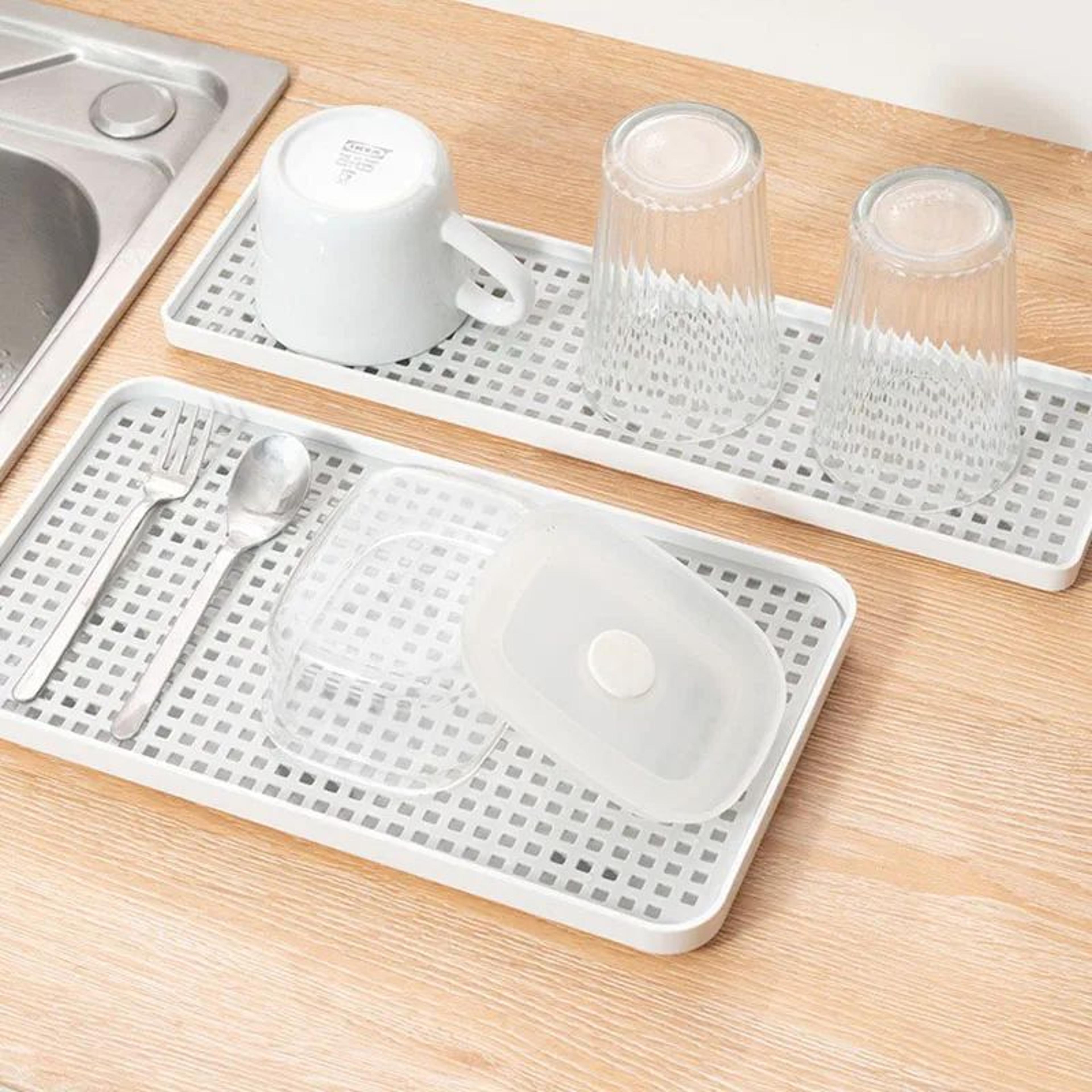 DoubleLayer Dish Draining Tray For Bowls Cups And Cutlery 3