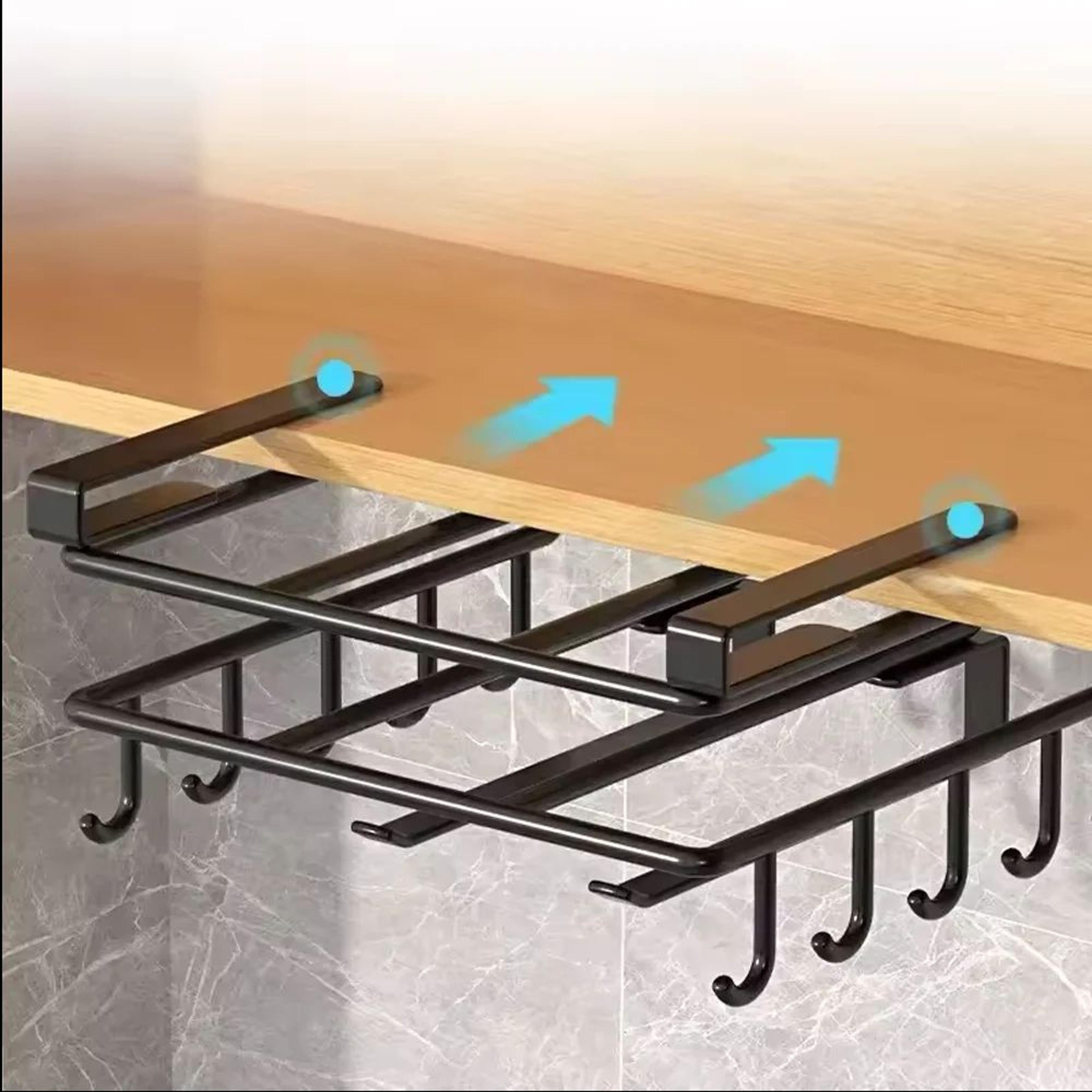 SpaceSaving Under Cabinet Organizer Rack With Hooks  Paper Towel Holder 1