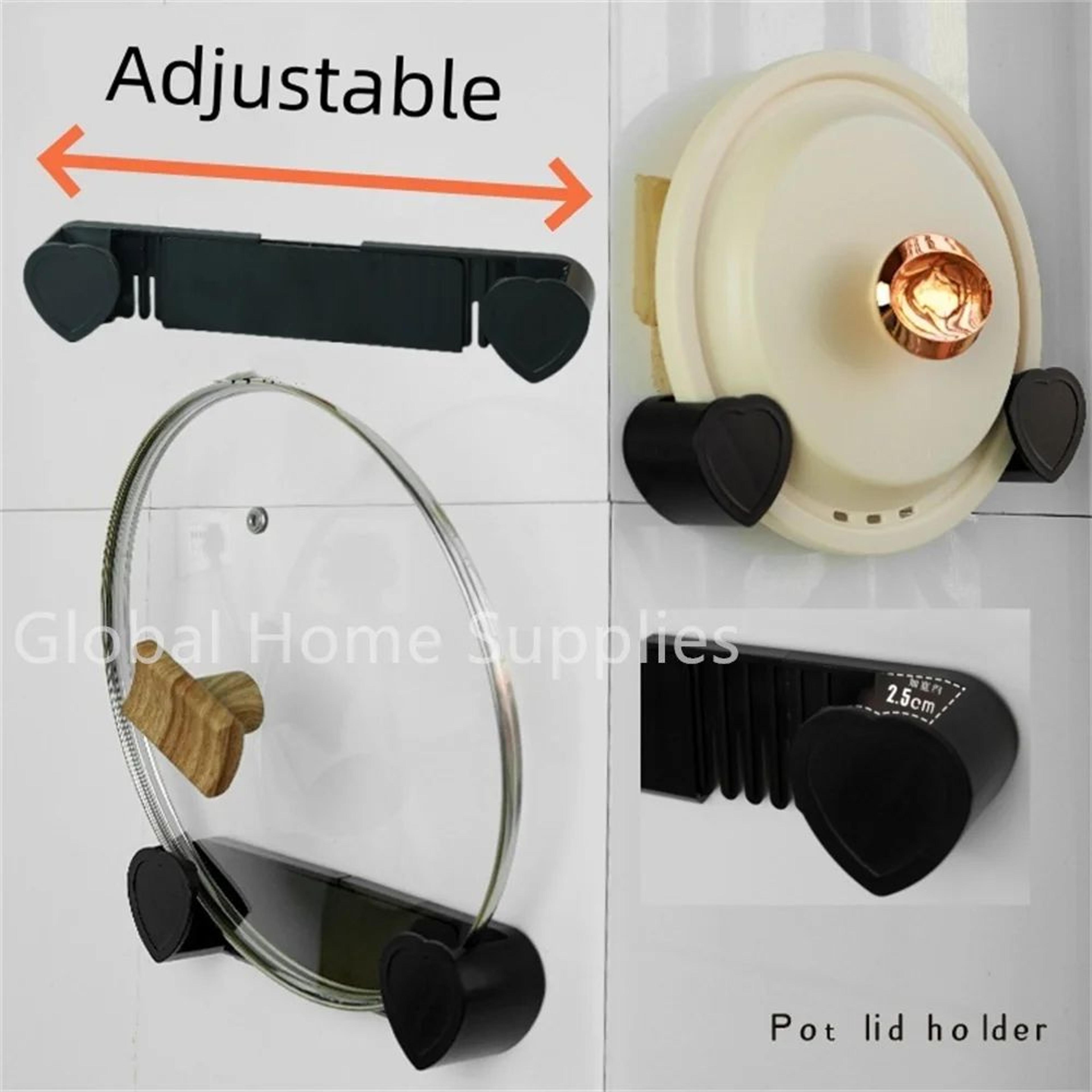 SpaceSaver Pot Lid Organizer WallMounted Adhesive Rack For Kitchen Lids Pans  Cutting Boards 5