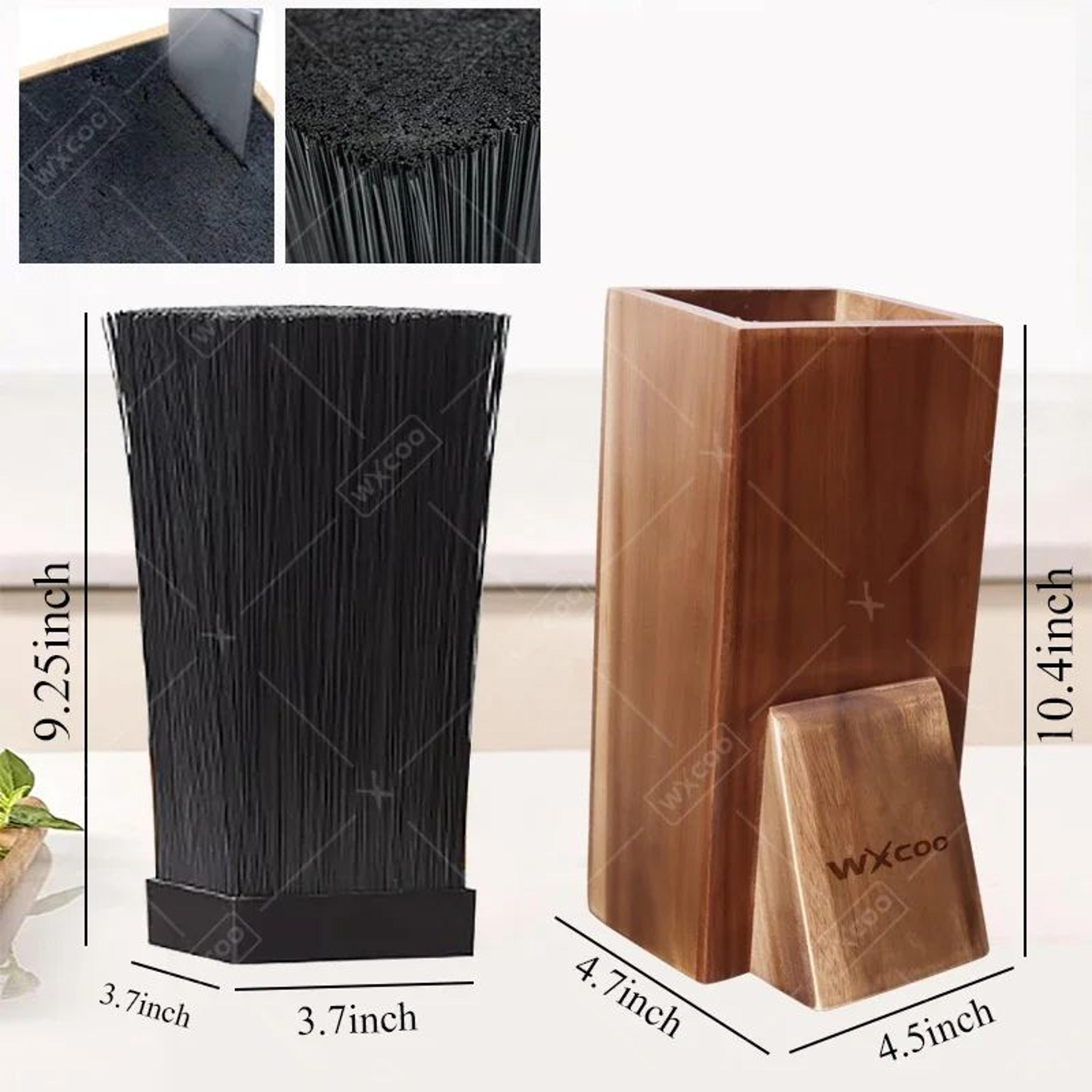 Acacia Universal Knife Block With Removable Bristles For Kitchen Counter 5