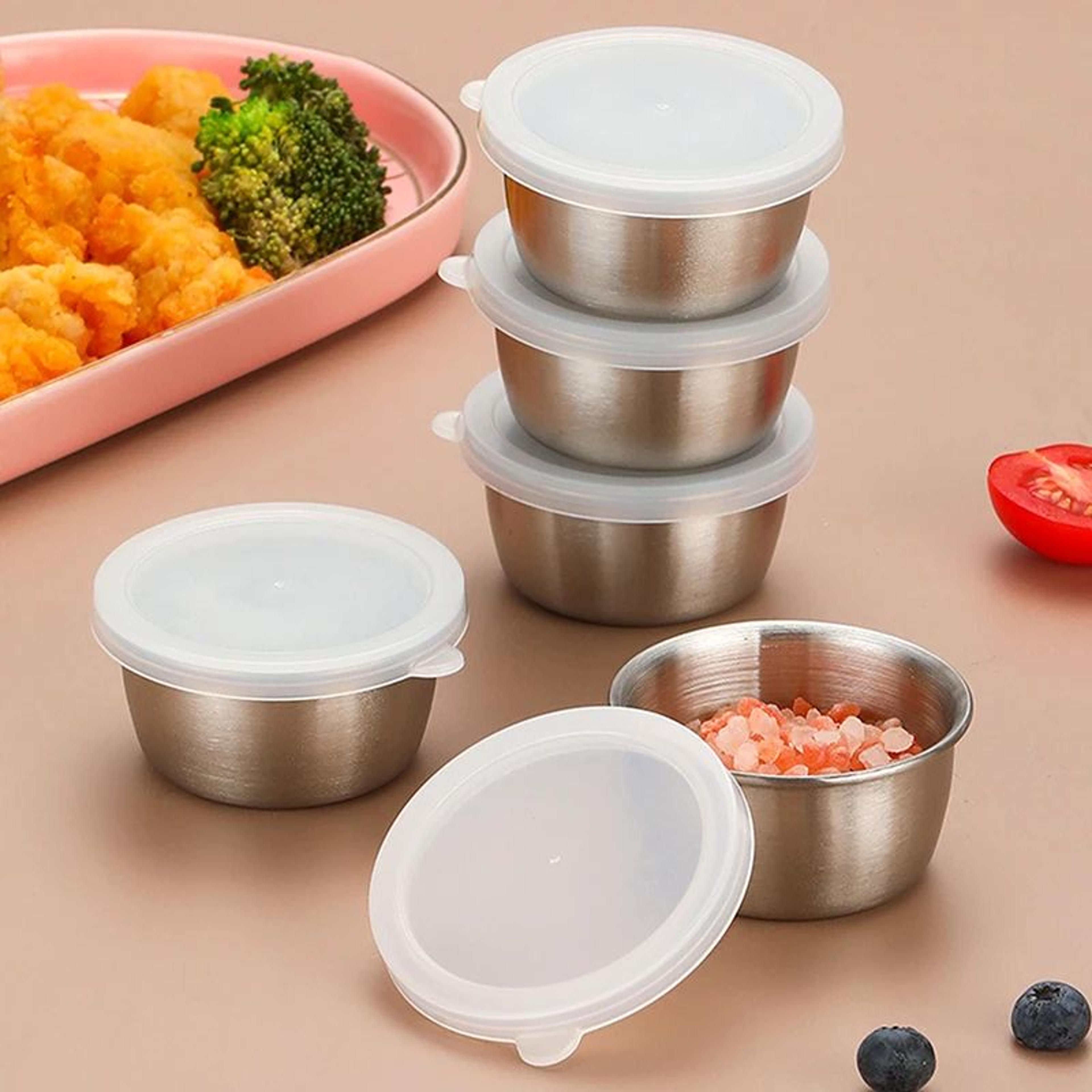 Leakproof Stainless Steel Salad Dressing Container Set  Portable 40ML Sauce Cups With Lids For Lunc 4