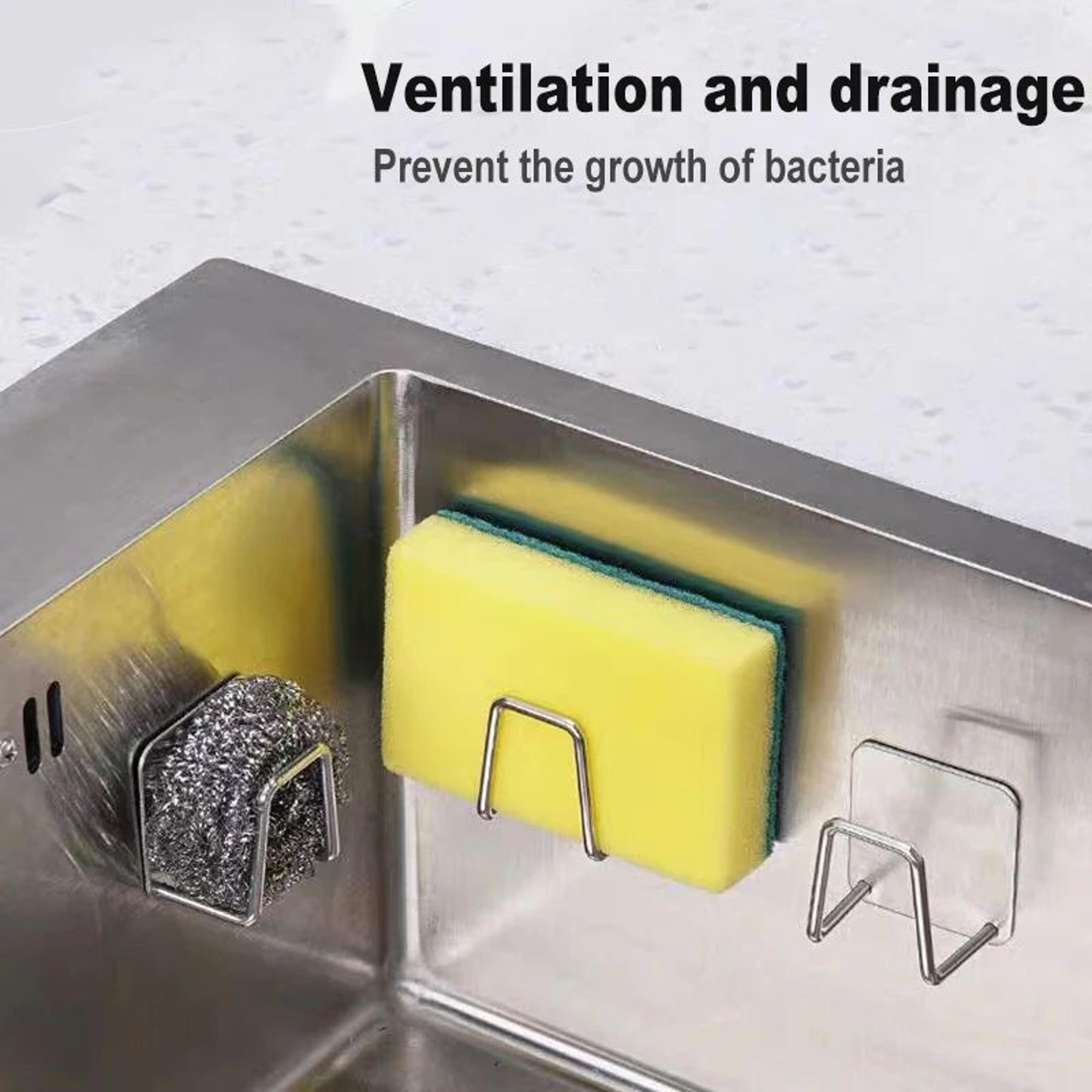 304 Stainless Steel Sink Caddy Organizer  NoDrill Wall Mounted Sponge  Brush Holder 1