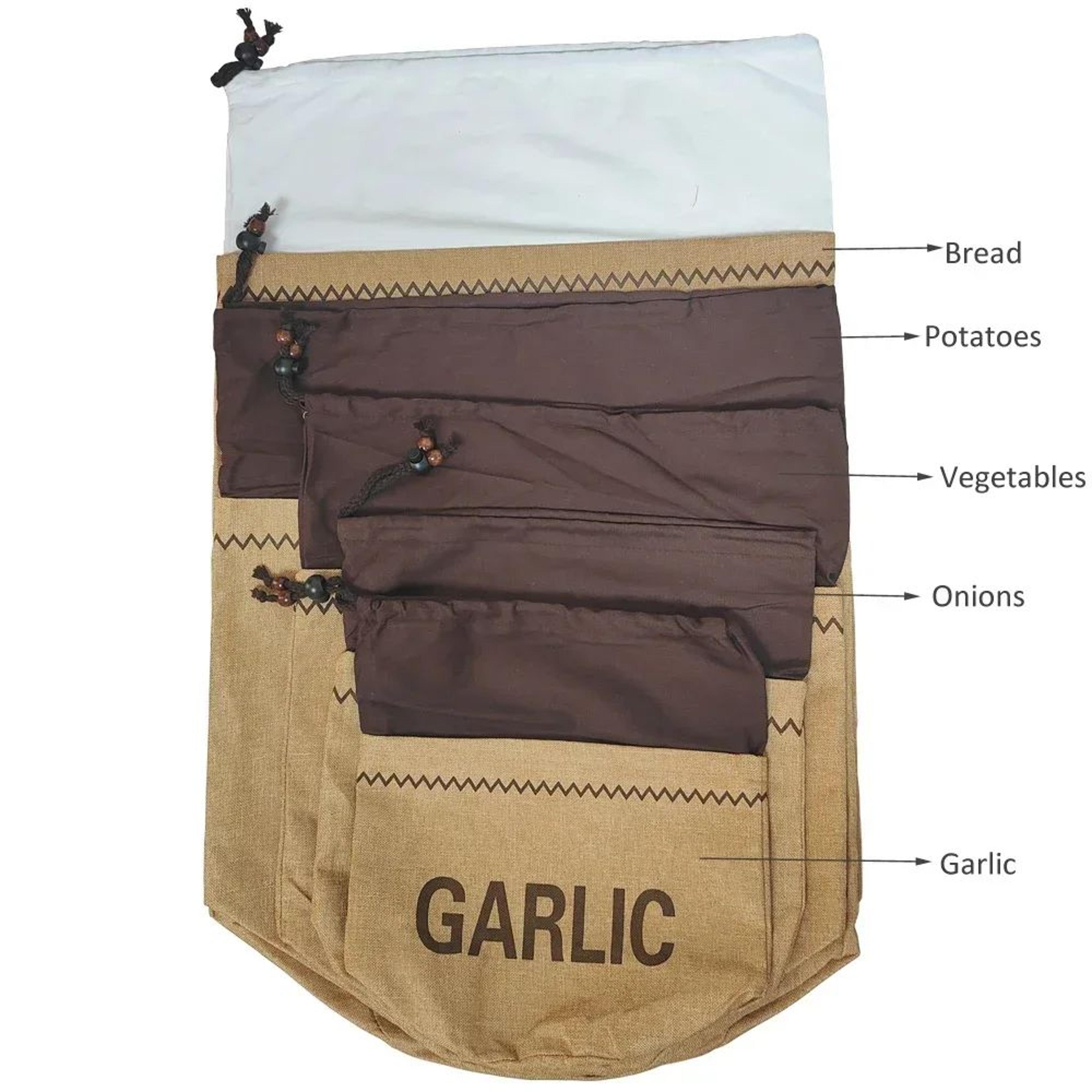Rustic Jute Potato Storage Bag For Onions Garlic  Bread  Breathable Vegetable Storage Bag Organizer 3