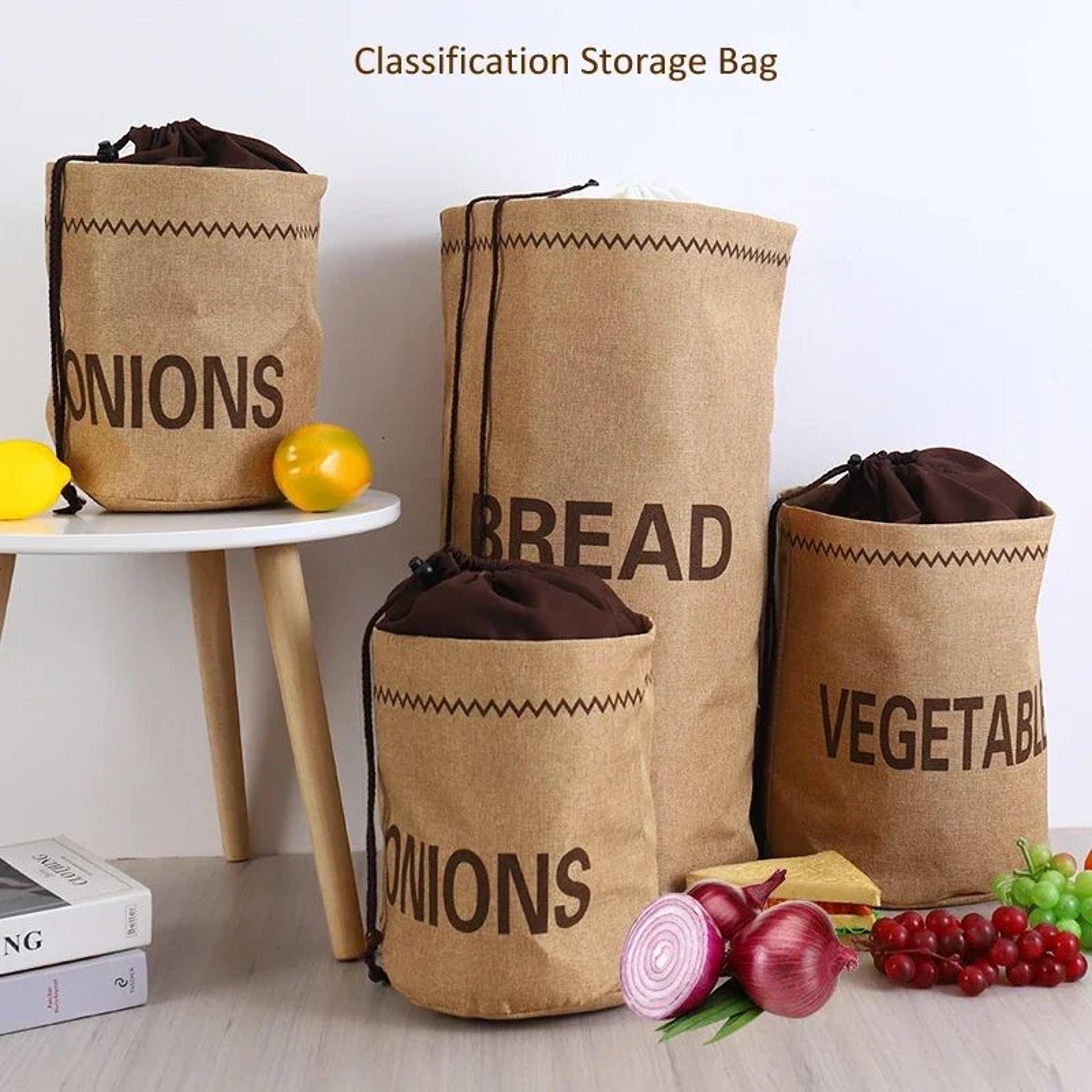 Rustic Burlap Potato Storage Bag With Drawstring For Garlic Onions  Bread 2
