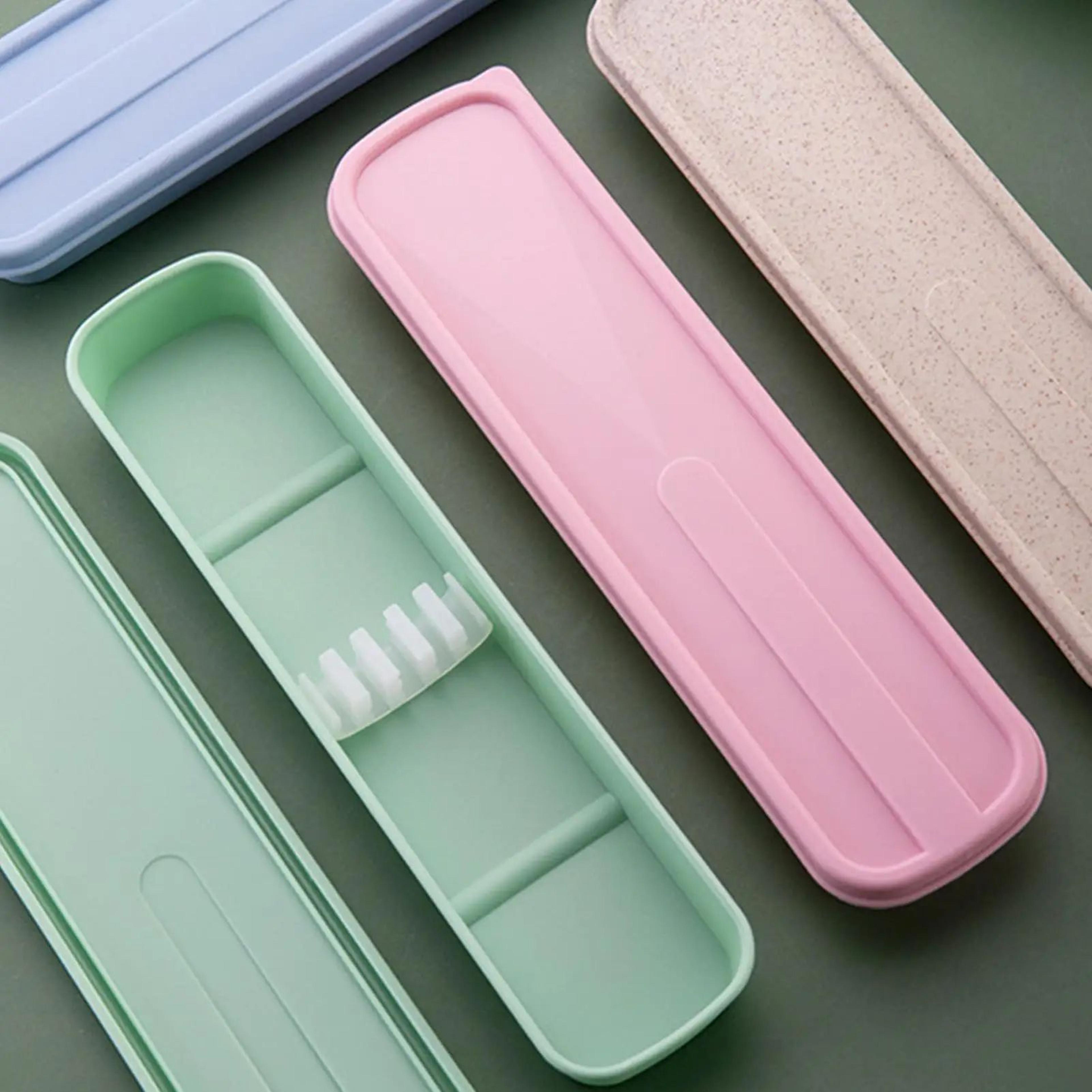 Portable Cutlery Case With Spoon  Fork Storage Box For School Travel  Everyday Meals 3