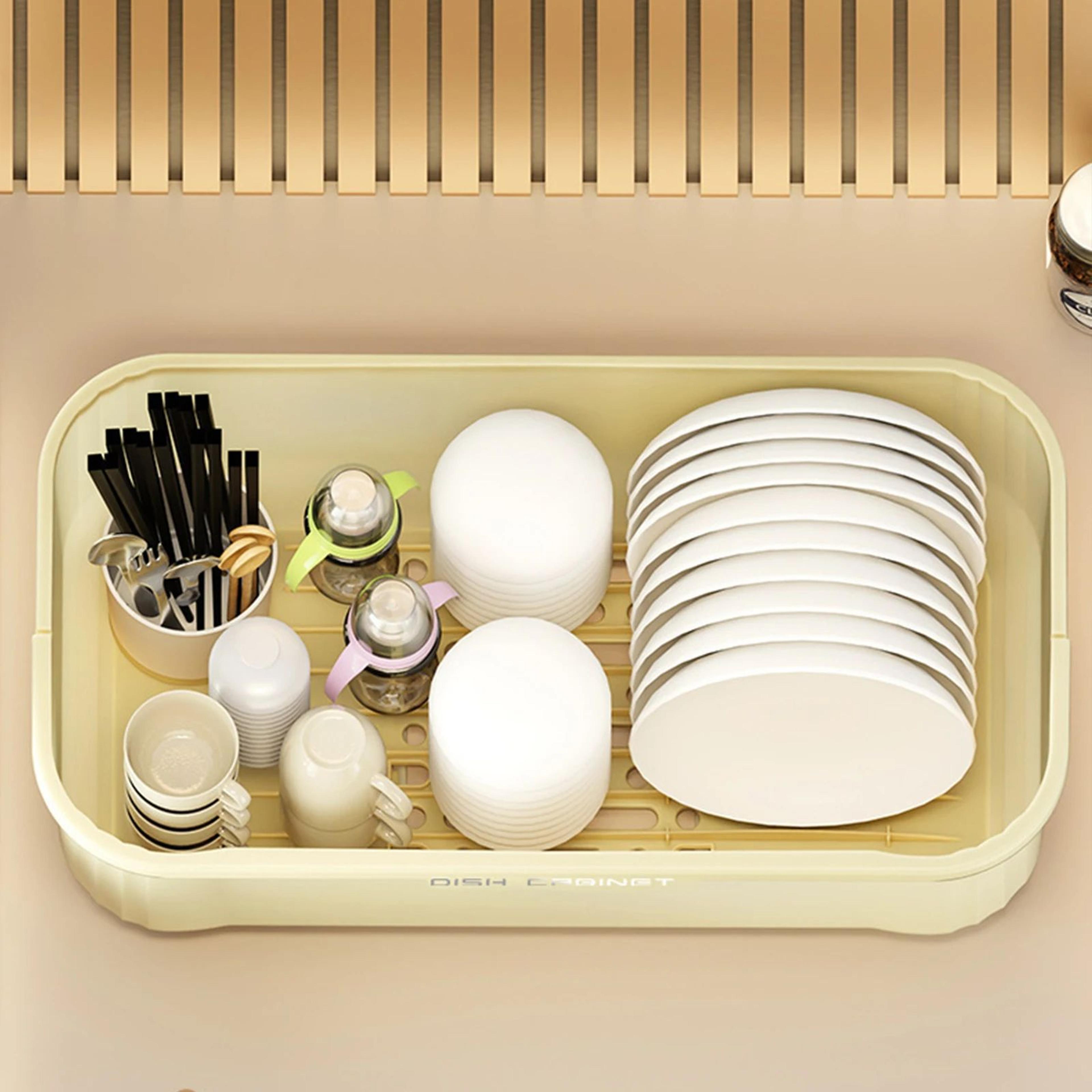 Large Capacity Dish Drying Rack With Lid  Covered Kitchen Drying Rack  Utensil Organizer 4