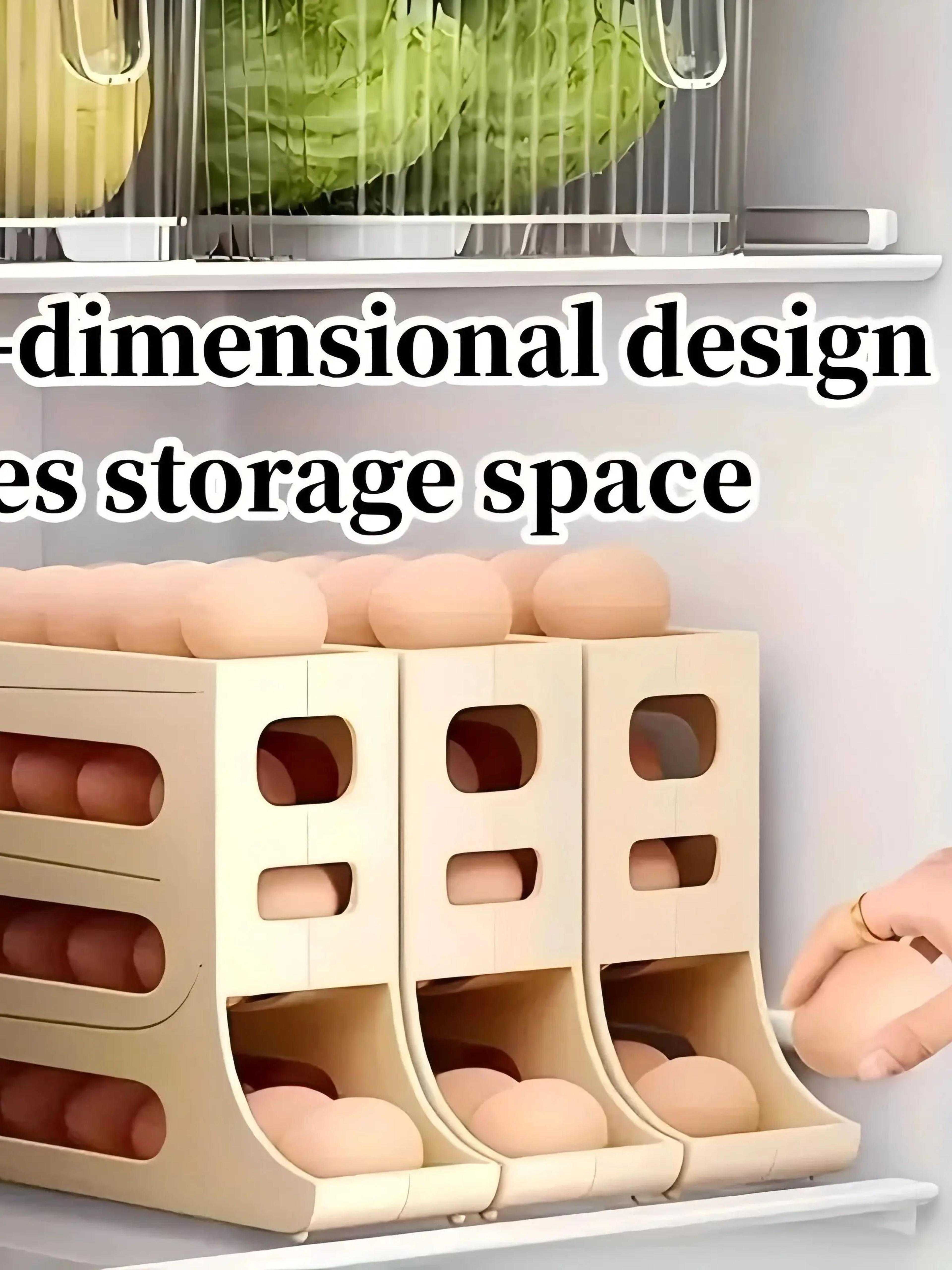 4Tier Egg Holder For Fridge With Automatic Rolling Egg Dispenser 1