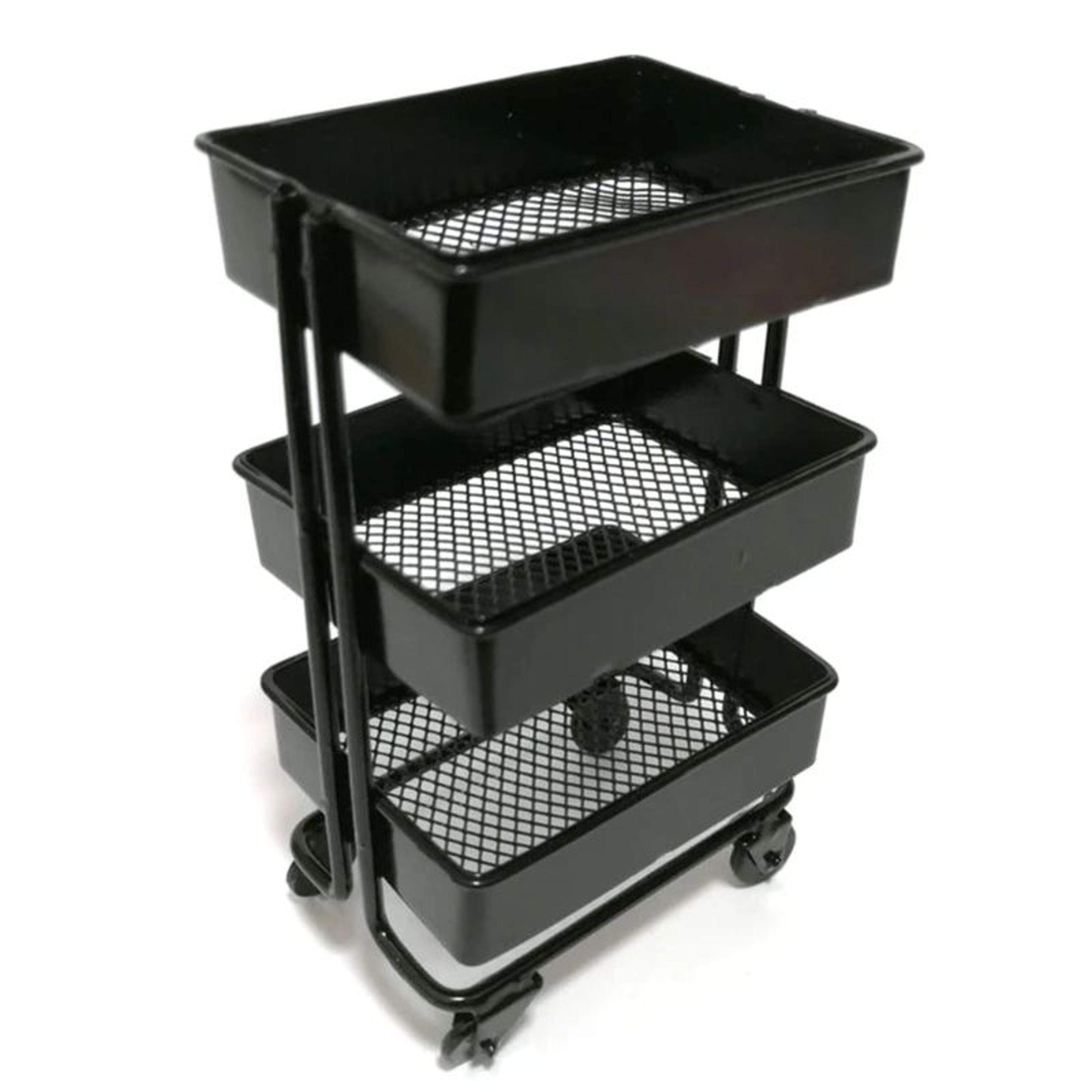 Mini Dollhouse Storage Trolley Display Shelf With Wheels 6
