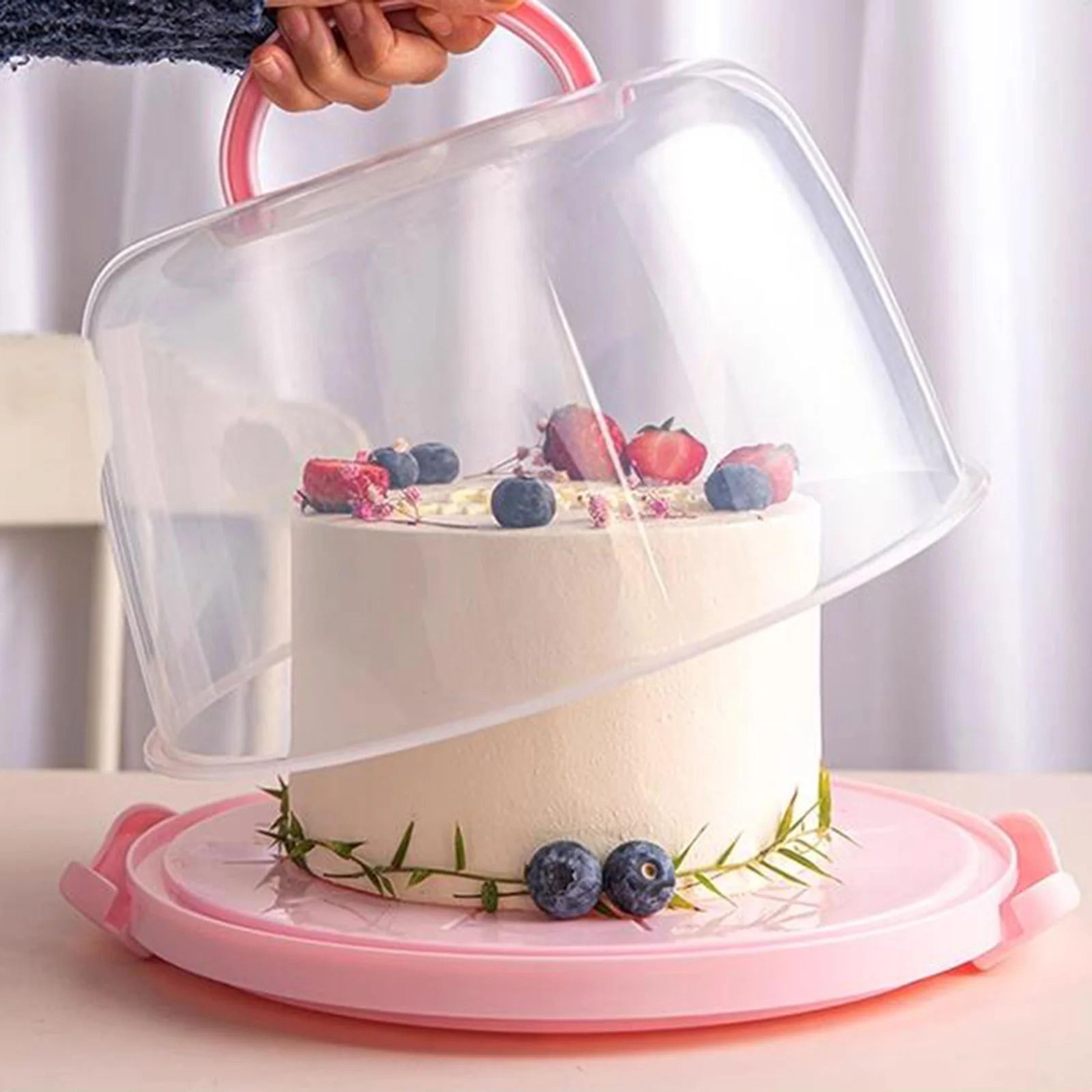 Portable Cake Carrier With Foldable Handle And Secure Cake Storage Container For Travel 1