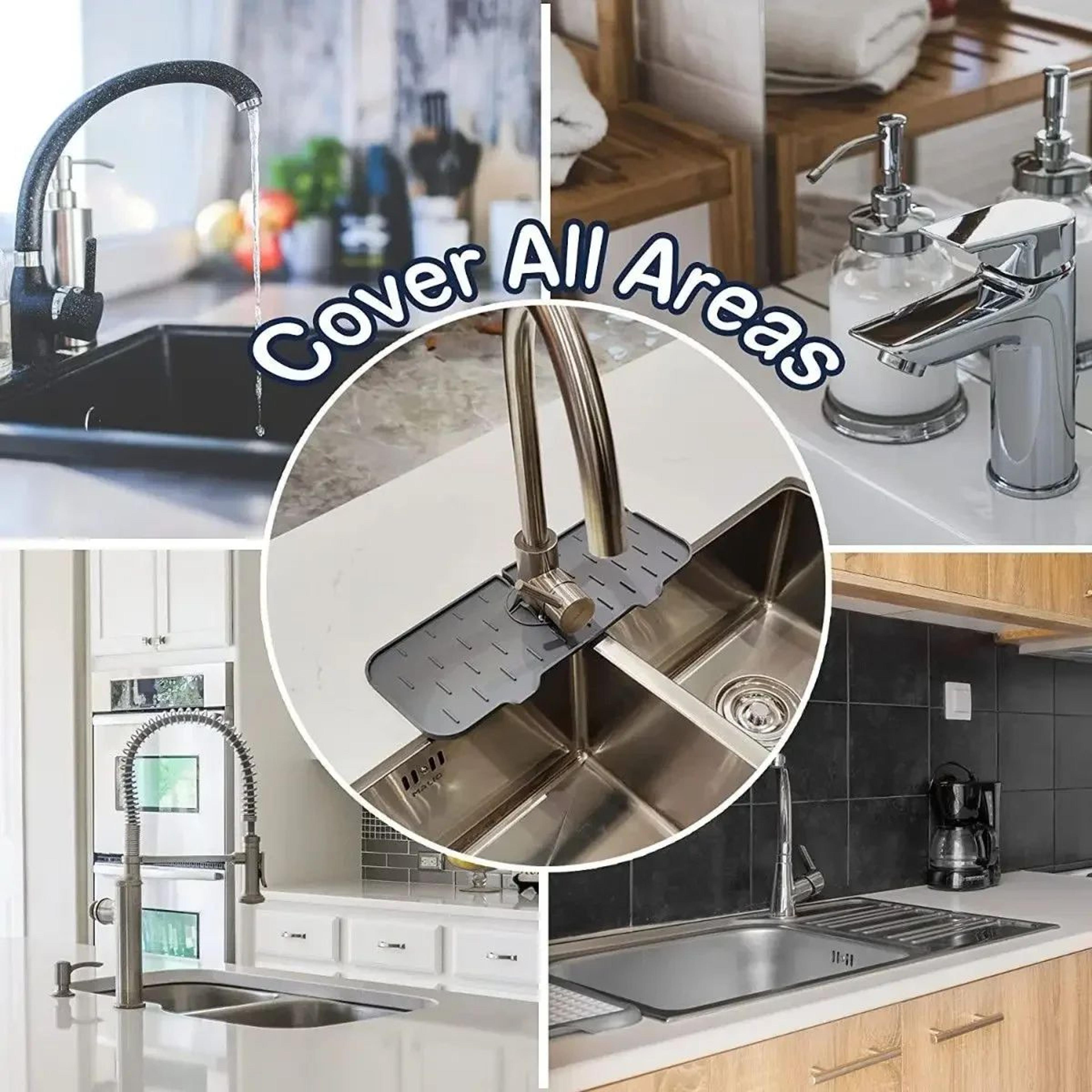 Silicone Faucet Splash Guard And Sink Splash Catcher Countertop Drying Mat 5