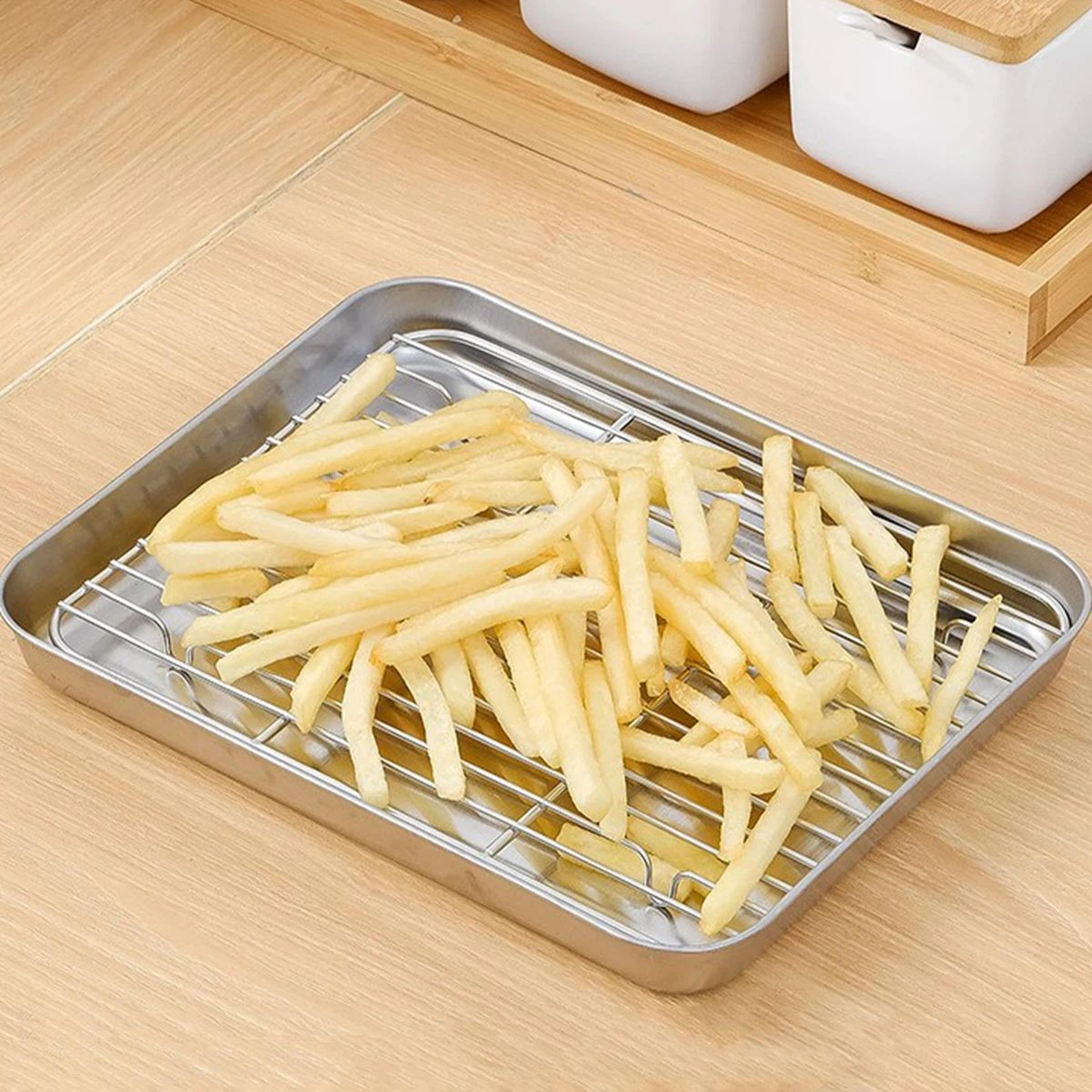 Stainless Steel Baking Sheet Pan With Wire Rack For Baking Roasting And Grilling 2