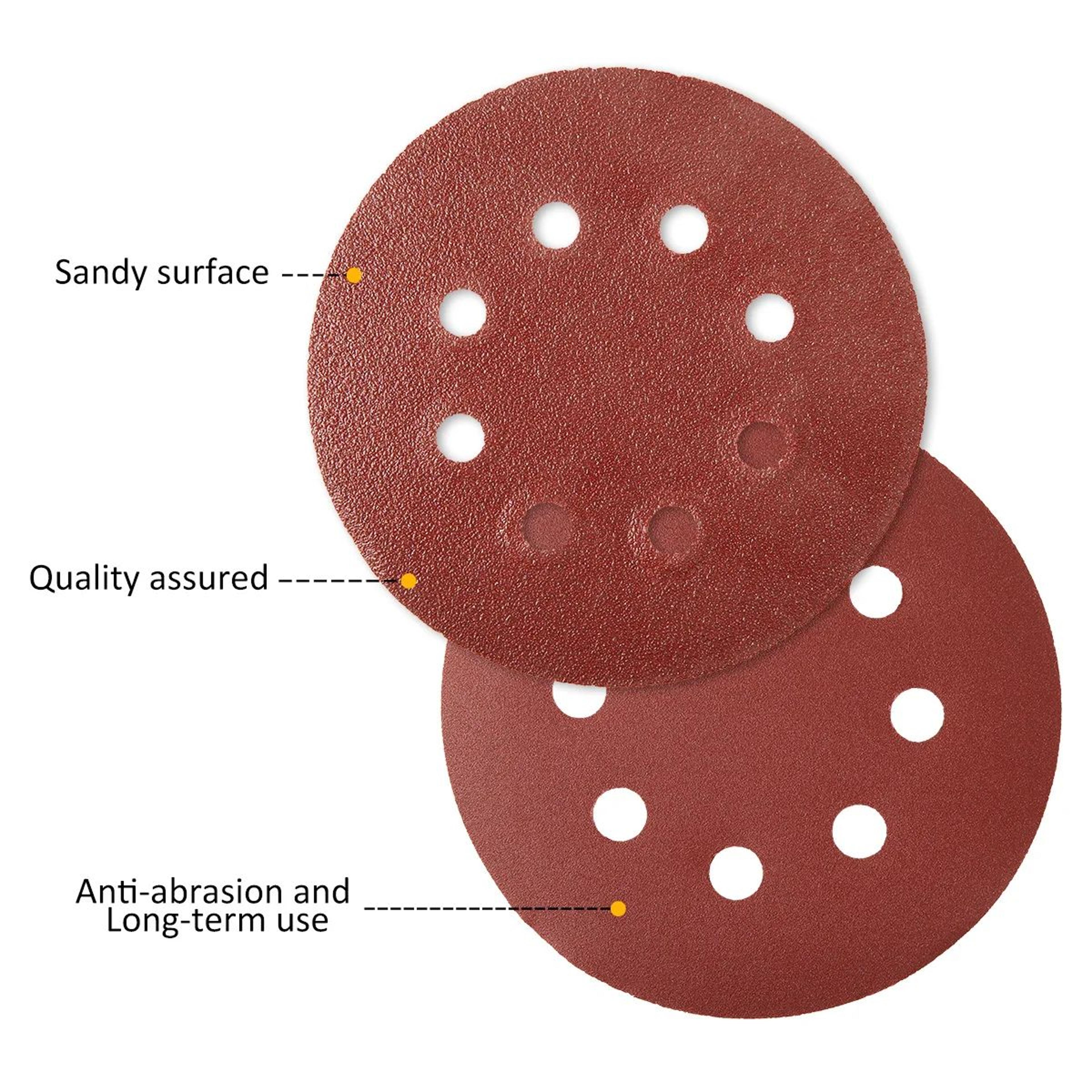 125mm Hook And Loop Sanding Discs 100 Piece 8 Hole Sanding Discs Set For Orbital Sanders 5