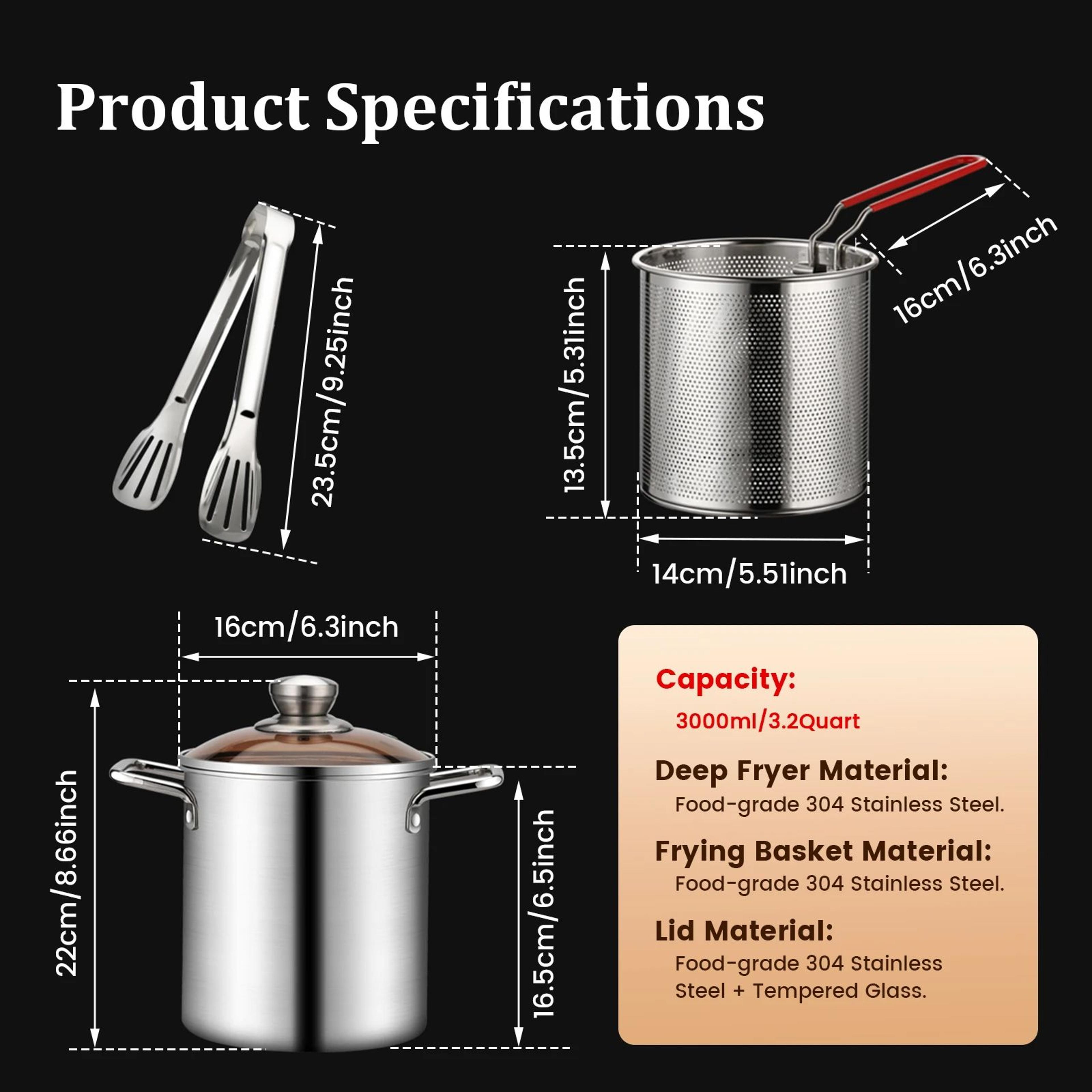 32 Quart Stainless Steel Deep Fryer Pot With Basket And Lid 304 Frying Pot With Basket 5