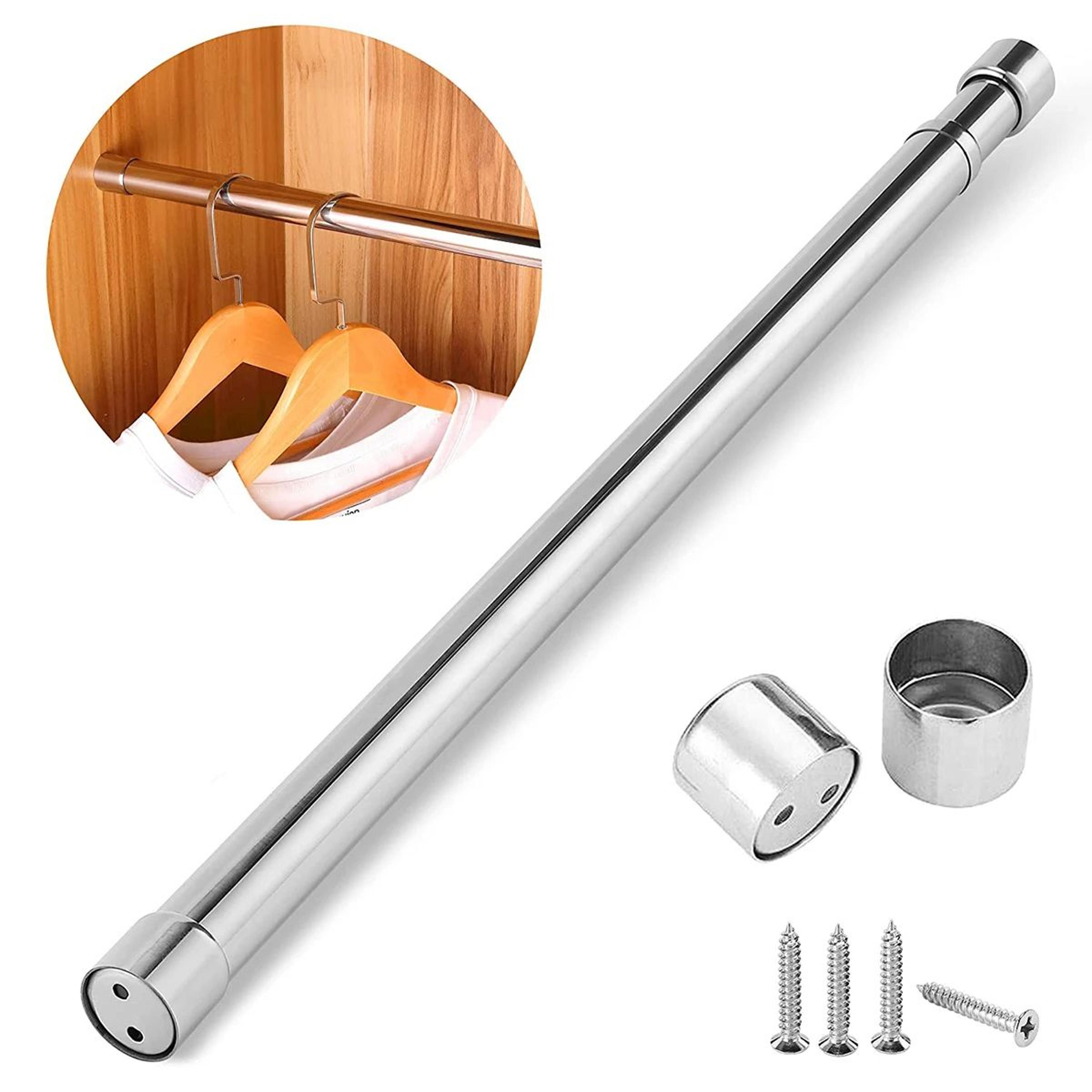 adjustable stainless steel closet rod extendable wardrobe rail with mounting brackets 22 to 39 inch