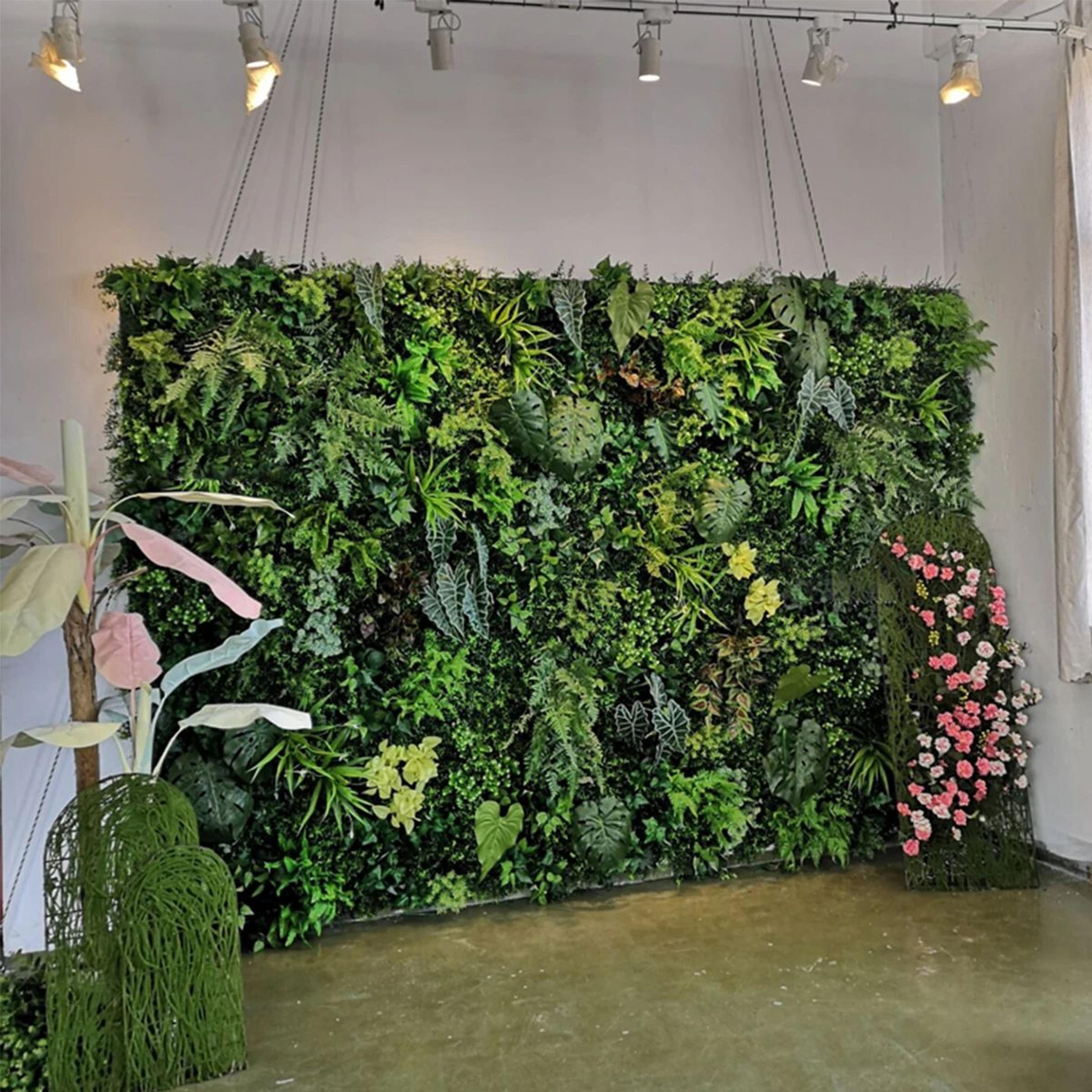 Lifelike Fake Green Wall Panel Reusable Artificial Grass Wall Decorative Privacy Fence Panel 4