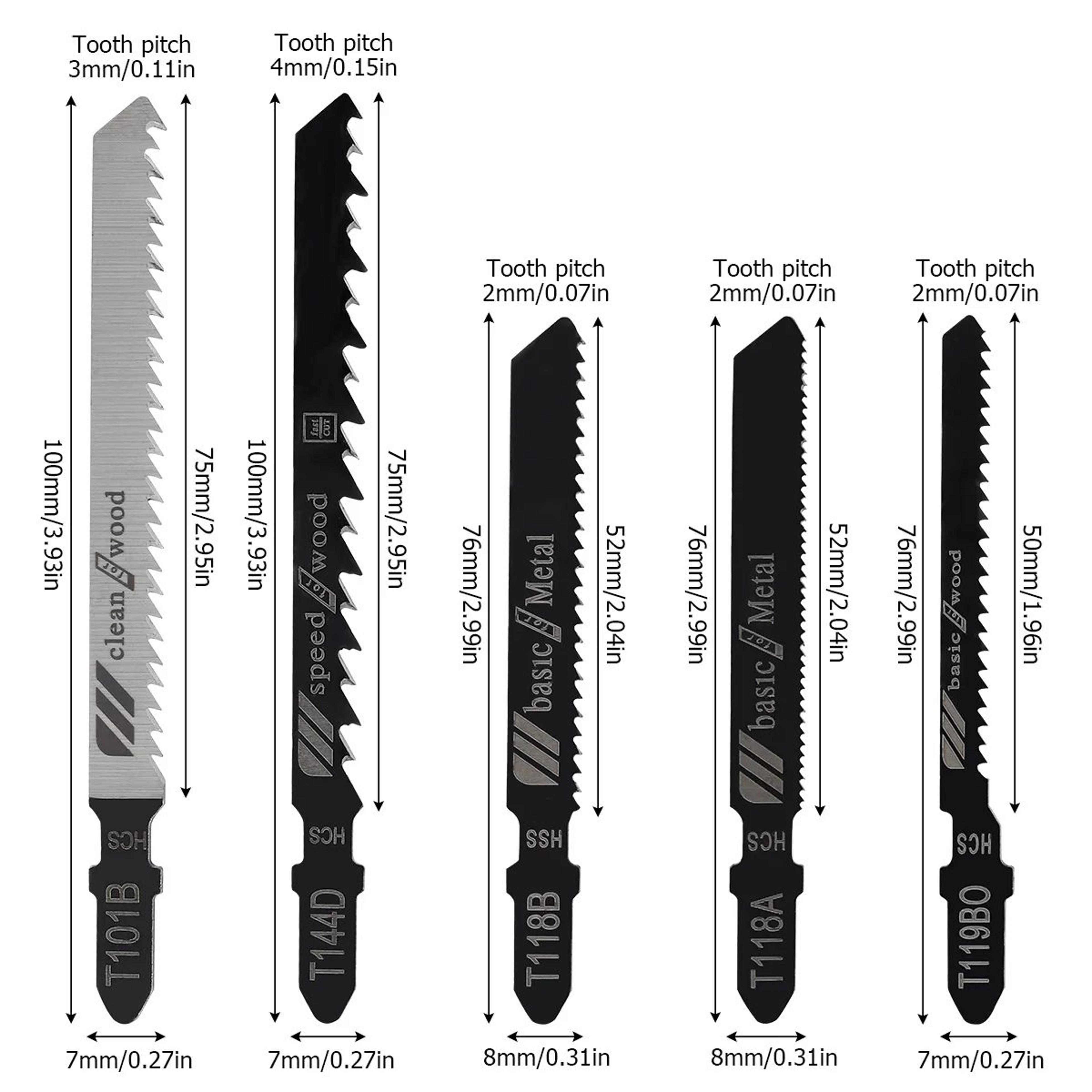 T Shank Jigsaw Blade Set For Wood And Thin Metal Cutting Compatible With Bosch DEWALT Makita And Mo 5