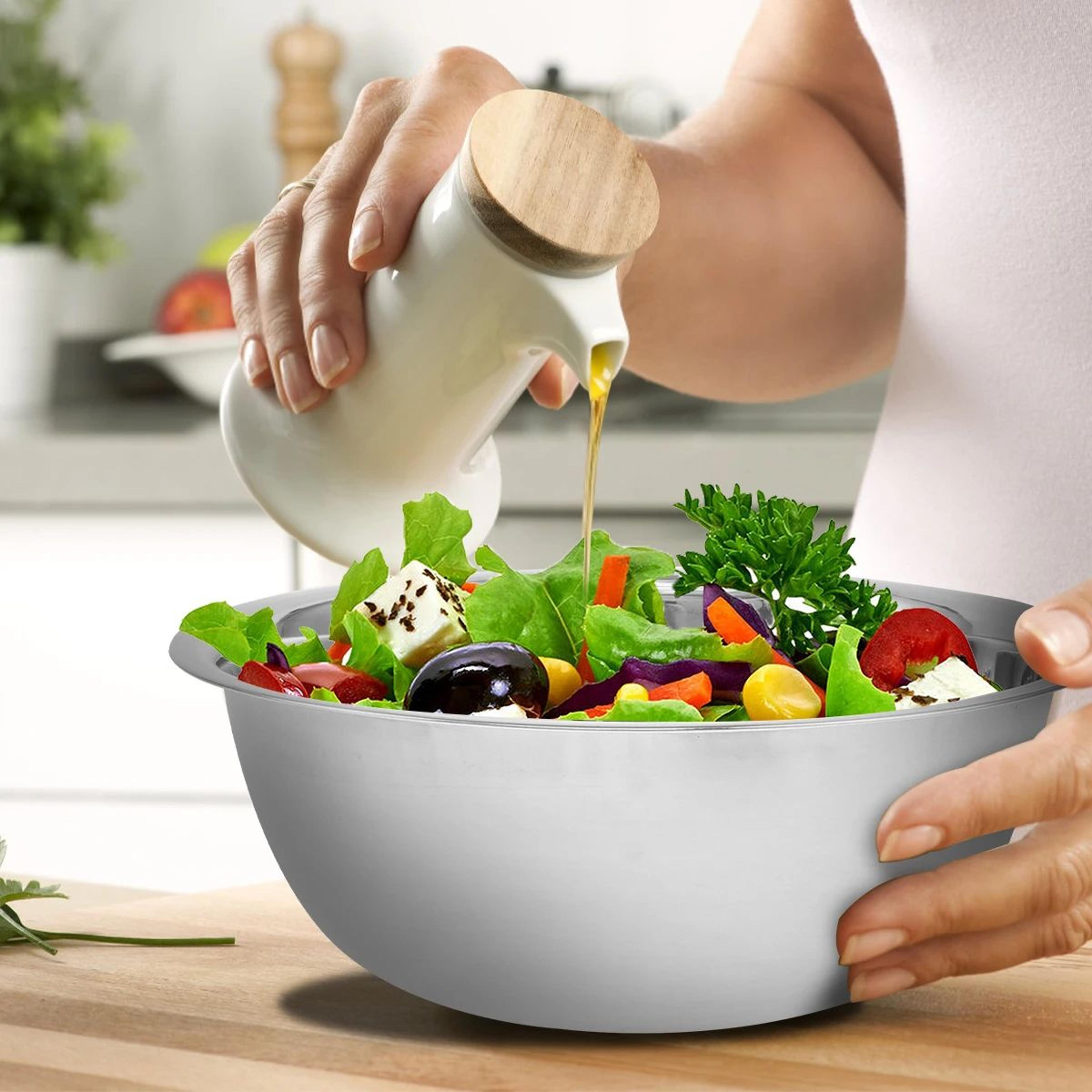 5 Piece Stainless Steel Mixing Bowl Set Nesting Salad Bowls For Baking Cooking And Food Prep 2