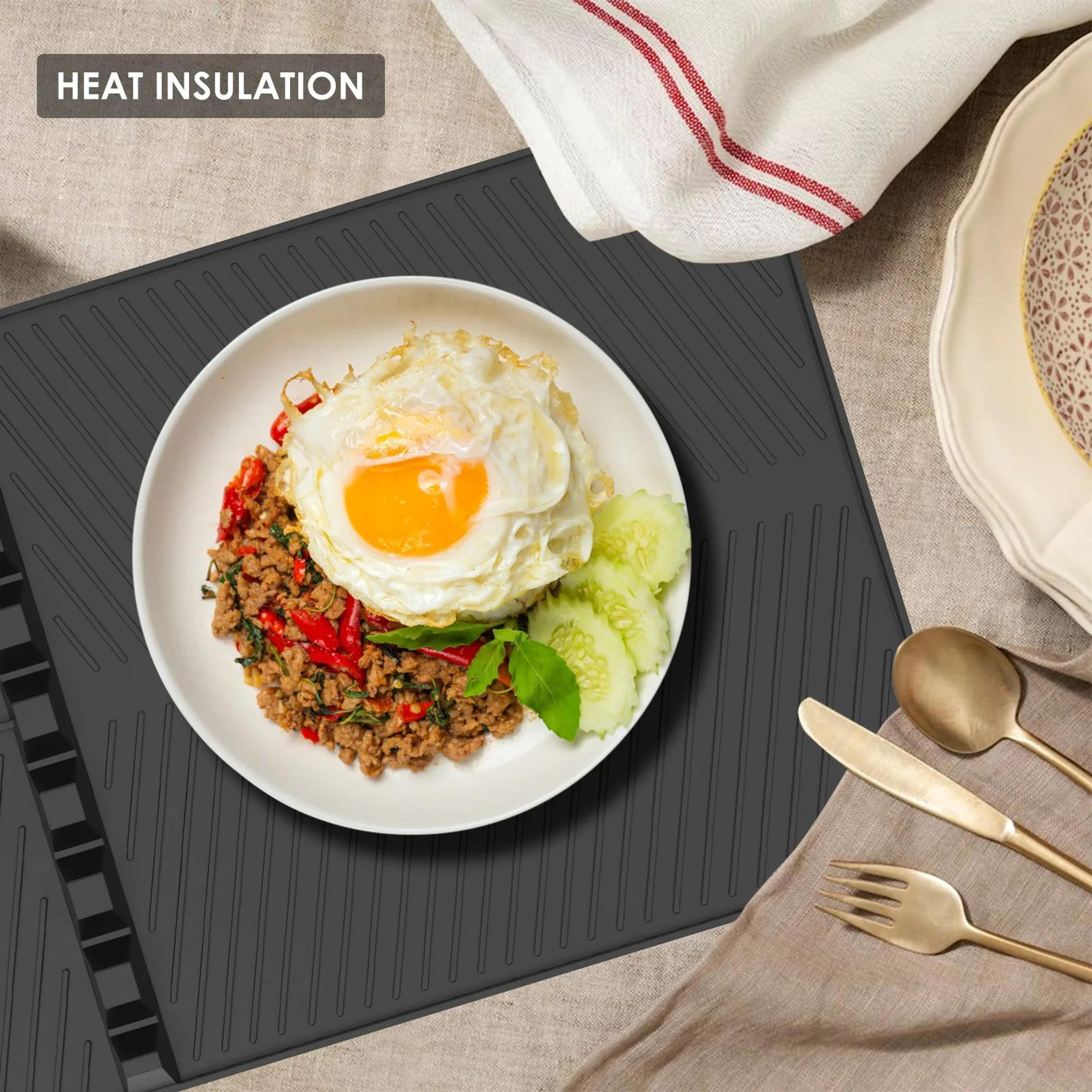 Premium Grill Side Shelf Mat Heat Resistant Silicone Griddle Tool Mat With 8 Slot BBQ Utensil Holde 3
