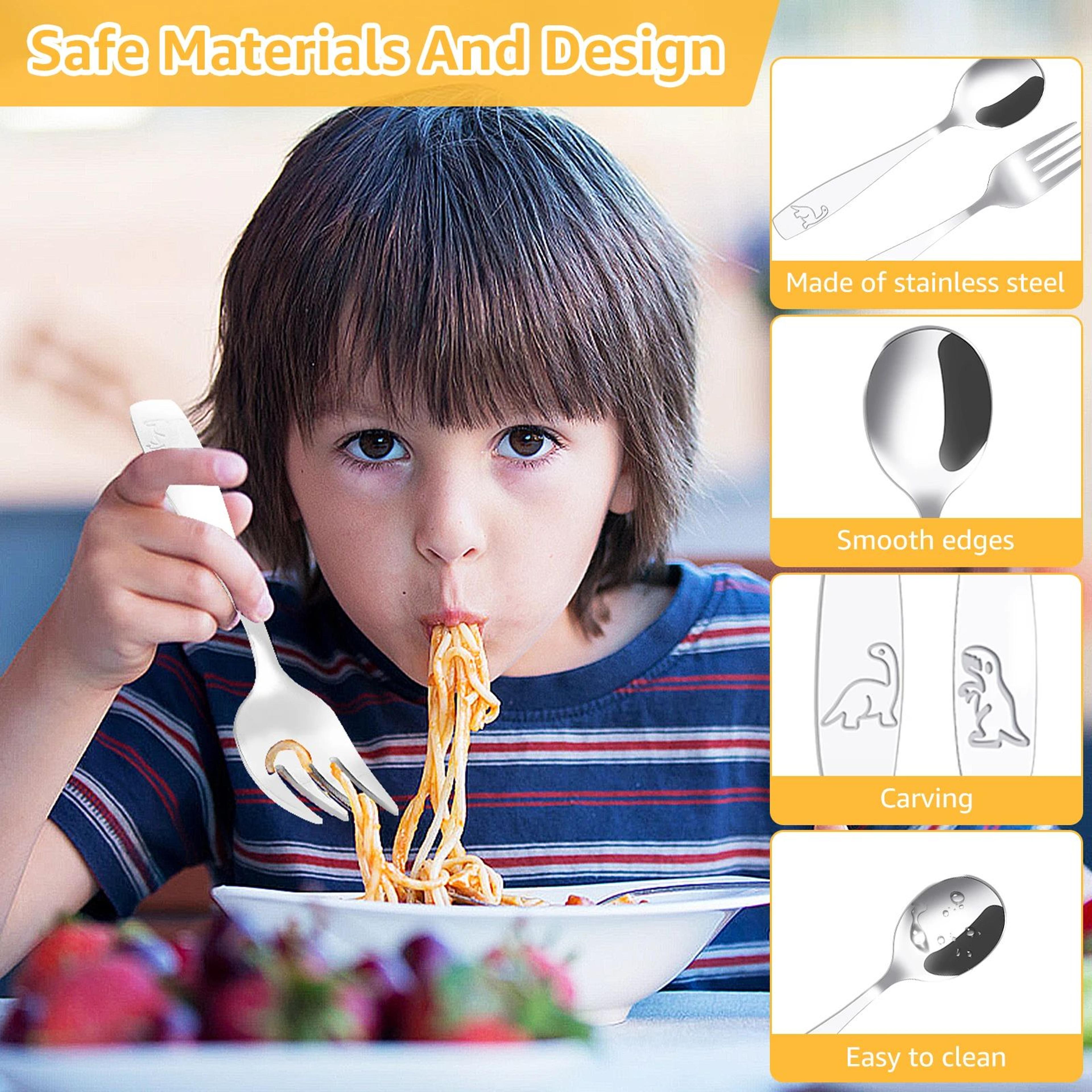 Stainless Steel Toddler Silverware Set Kids Spoon And Fork Flatware Set For Daily Meals And Parties 3