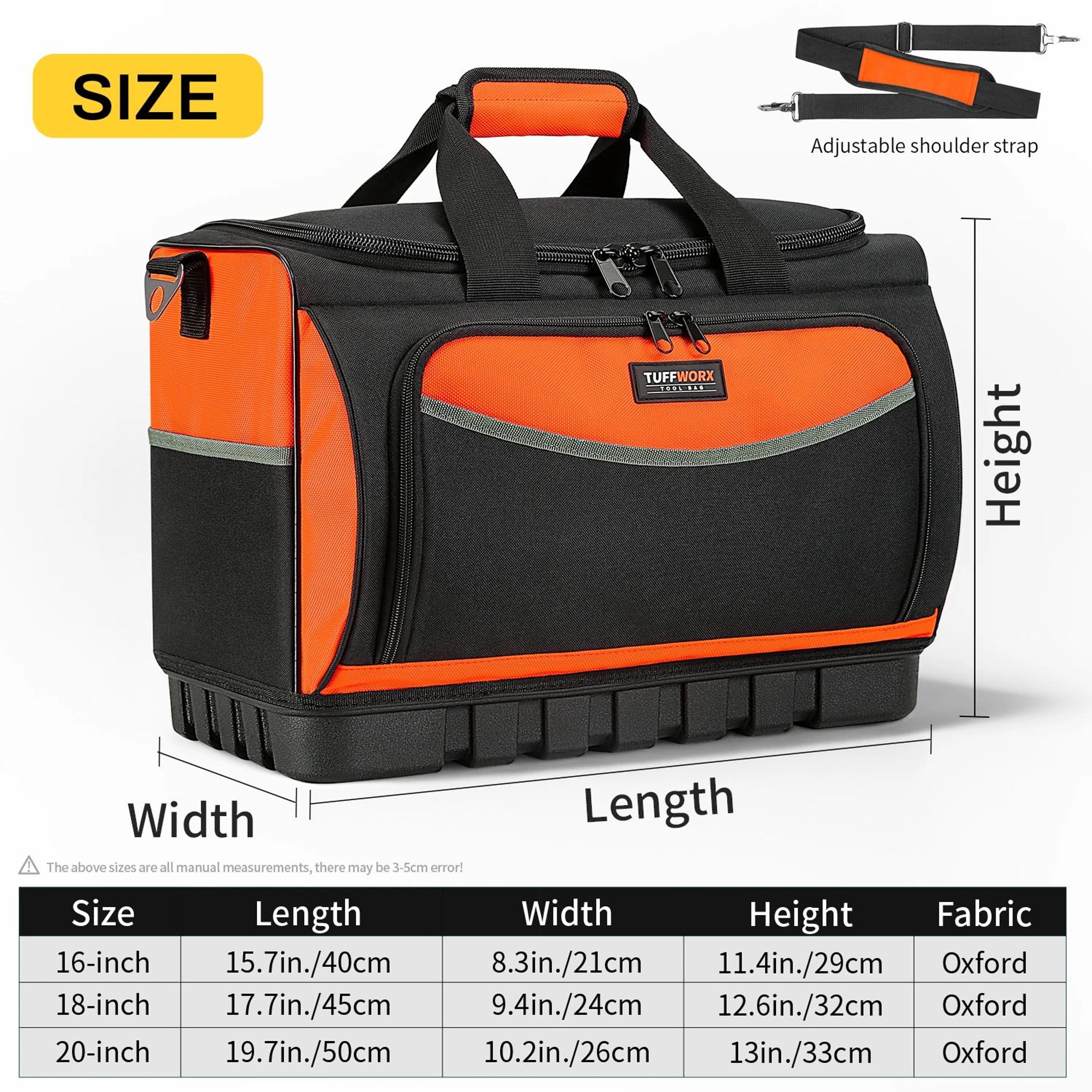 Heavy Duty Tool Bag With Molded Base 18 Pocket Open Top Tool Organizer Bag With Shoulder Strap 2