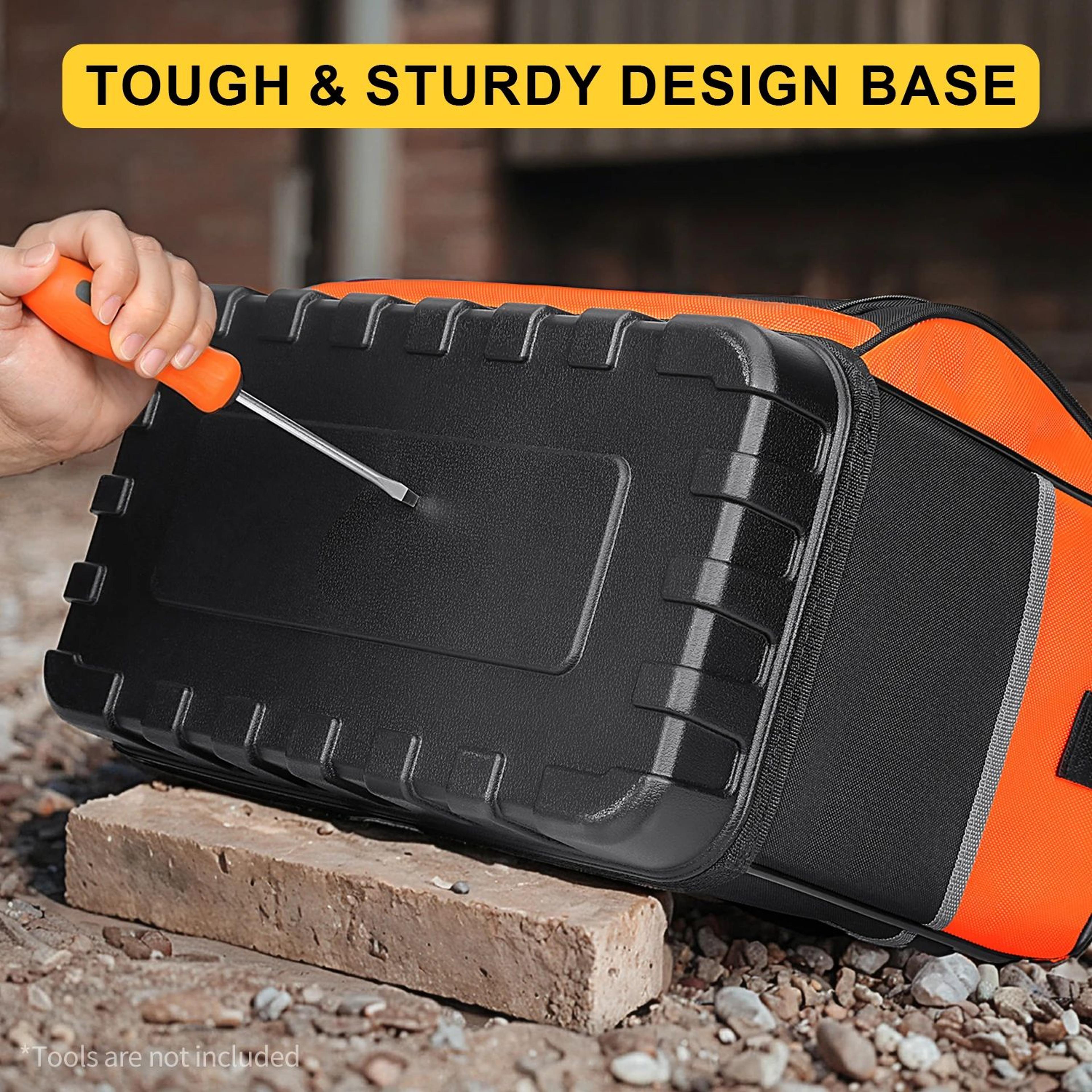 Heavy Duty Tool Bag With Molded Base 18 Pocket Open Top Tool Organizer Bag With Shoulder Strap 3