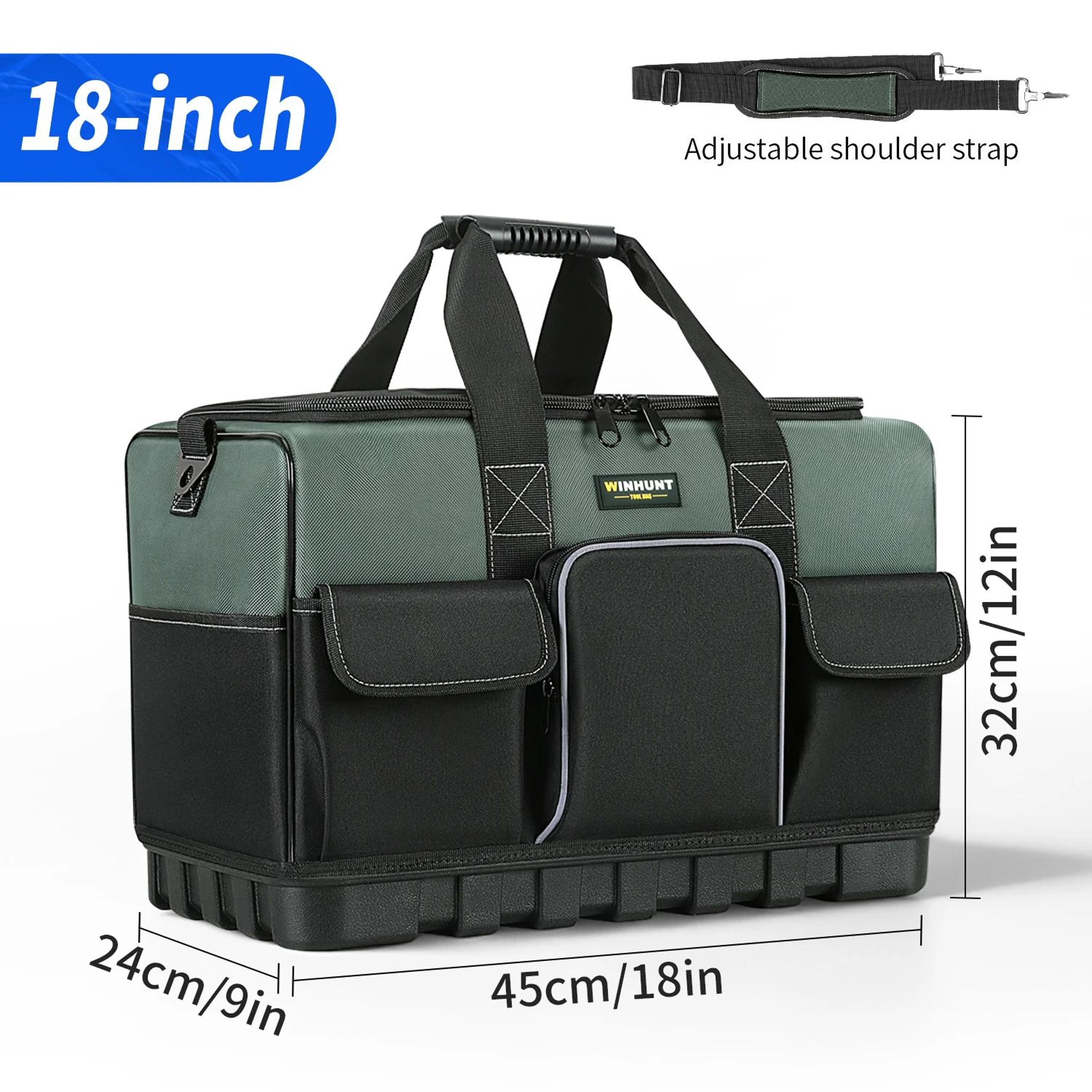 16 Inch Heavy Duty Tool Bag With Hard Bottom 16 Pocket Electrician Tool Bag For Professional Tool S 6