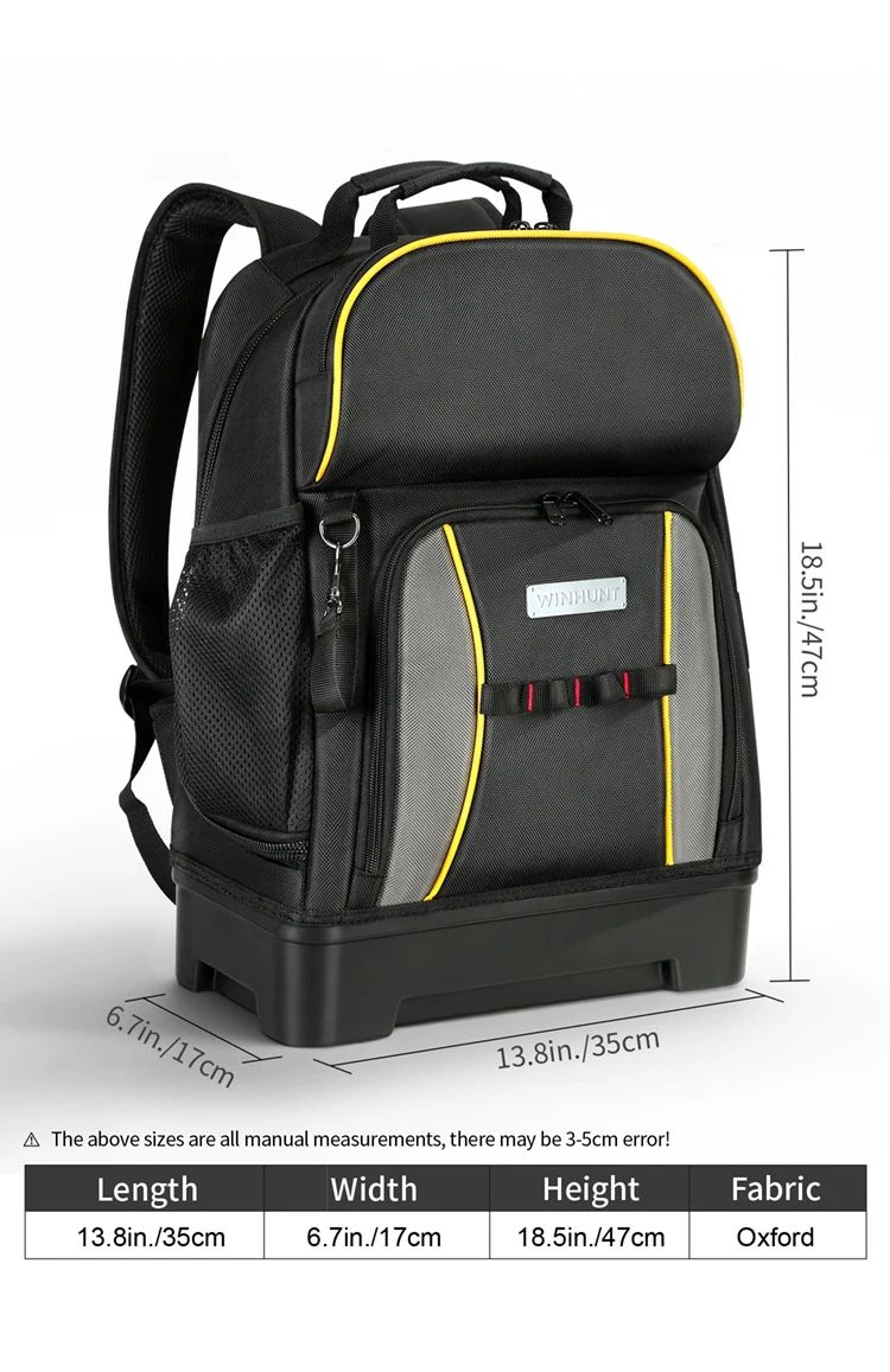 WINHUNT Tool Backpack Heavy Duty Tool Bag Backpack With Molded Bottom And Multi Pocket Organizer 6