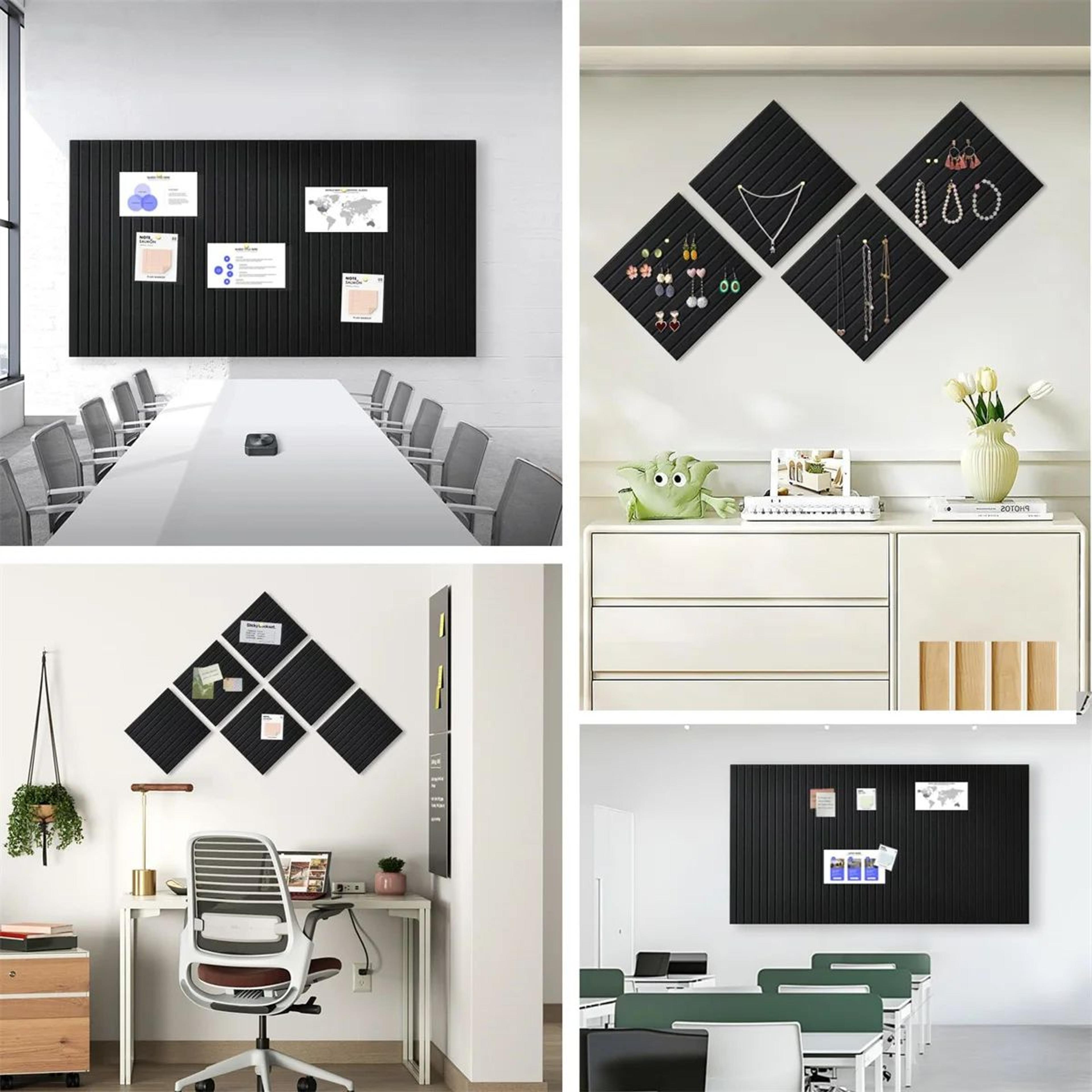 Large Felt Bulletin Board Tiles Set 6 Pack Self Adhesive Cork Board Alternative For Office Wall Dec 3
