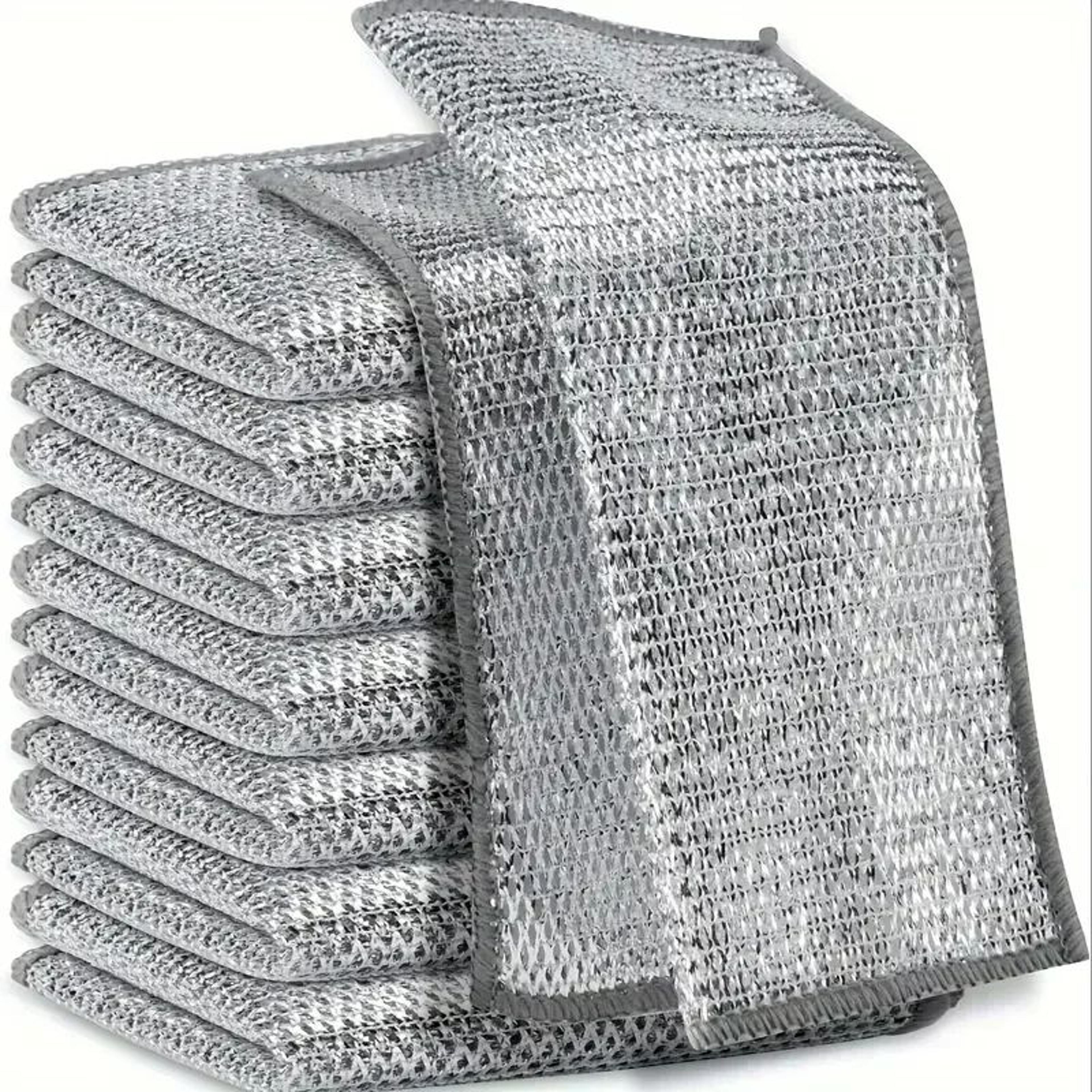 Silver Wire Kitchen Cleaning Cloth Thickened Microfiber Cleaning Cloth With Built In Sponge 1