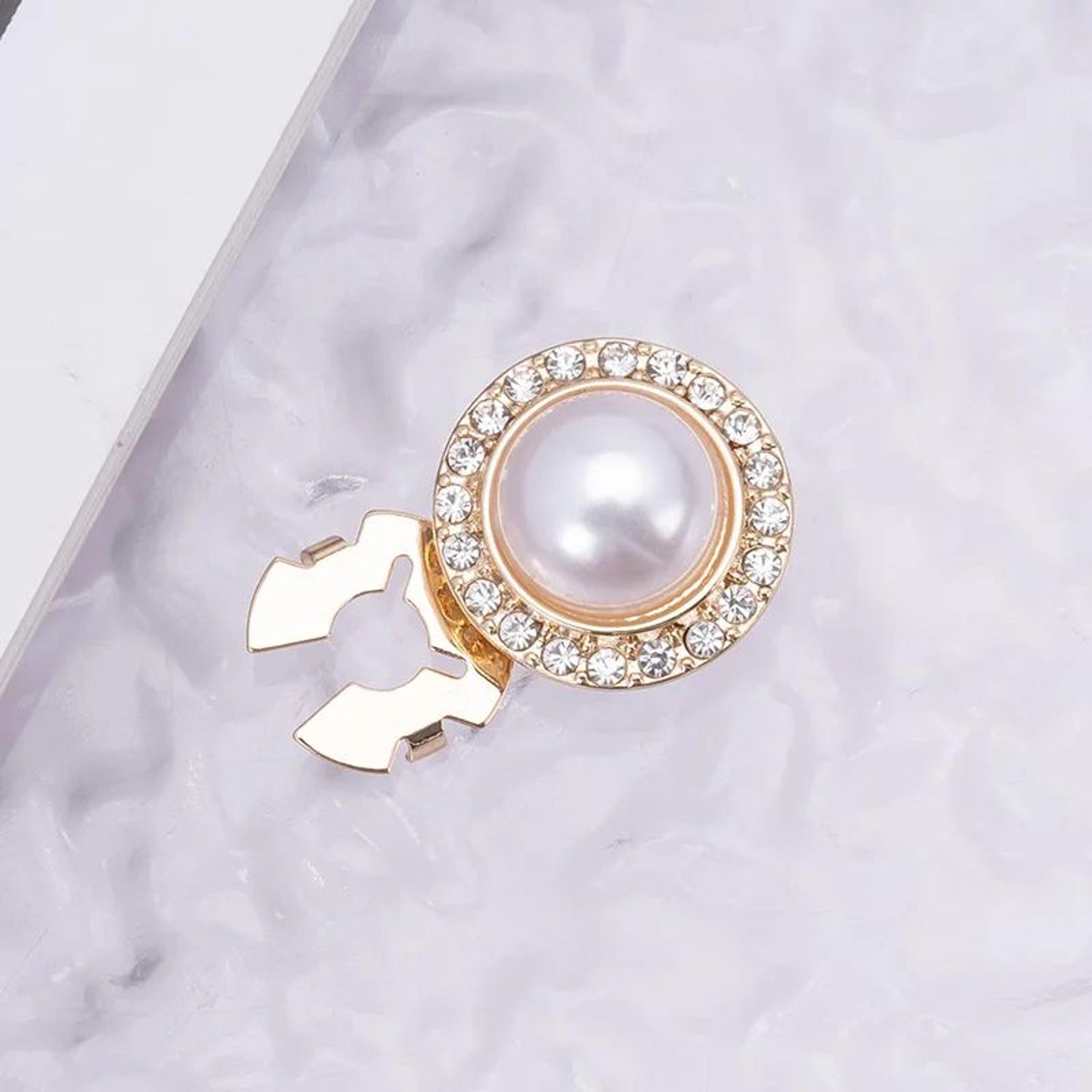 Crystal Pearl Clip On Button Covers For Shirts Blouses And Coats 6