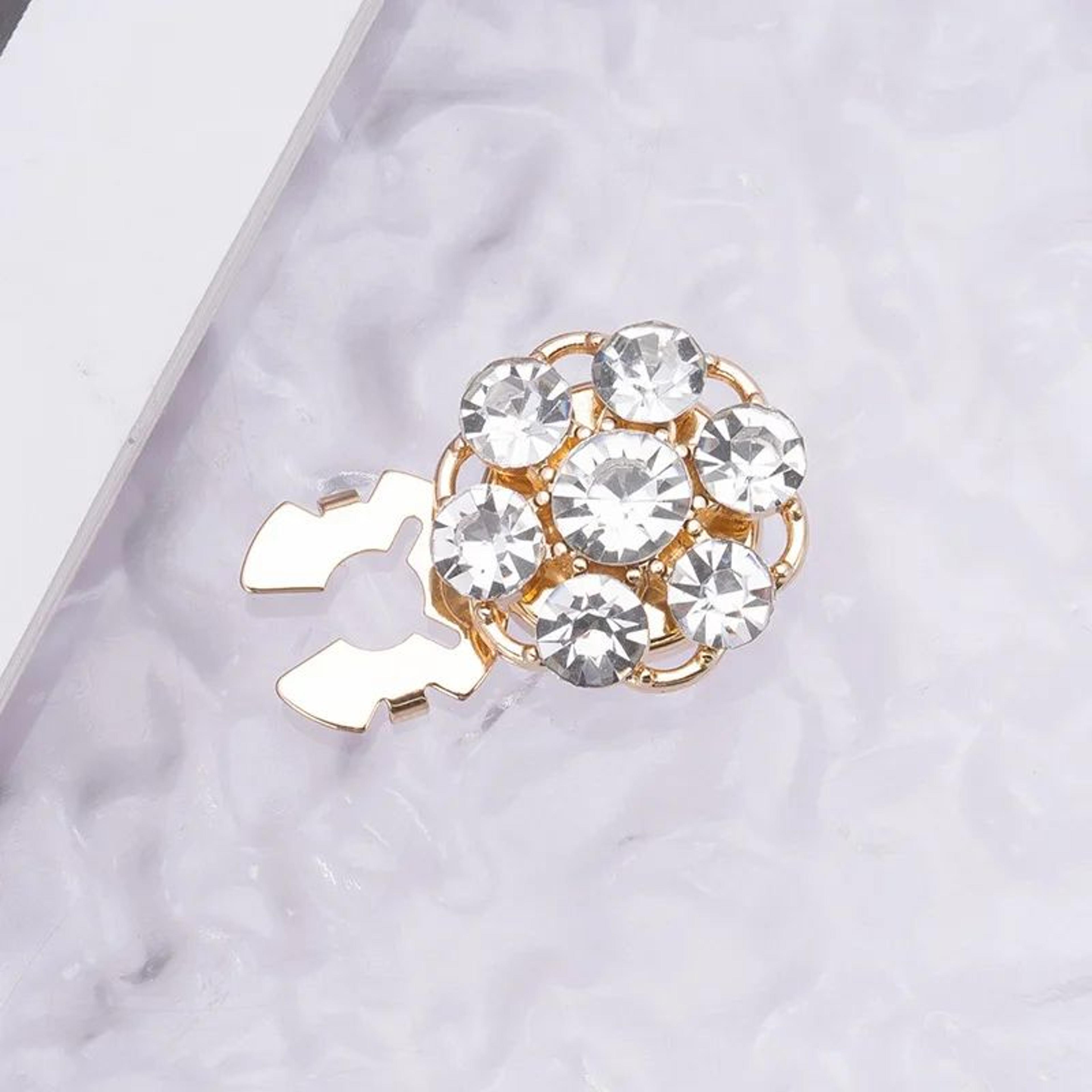 Crystal Pearl Clip On Button Covers For Shirts Blouses And Coats 10