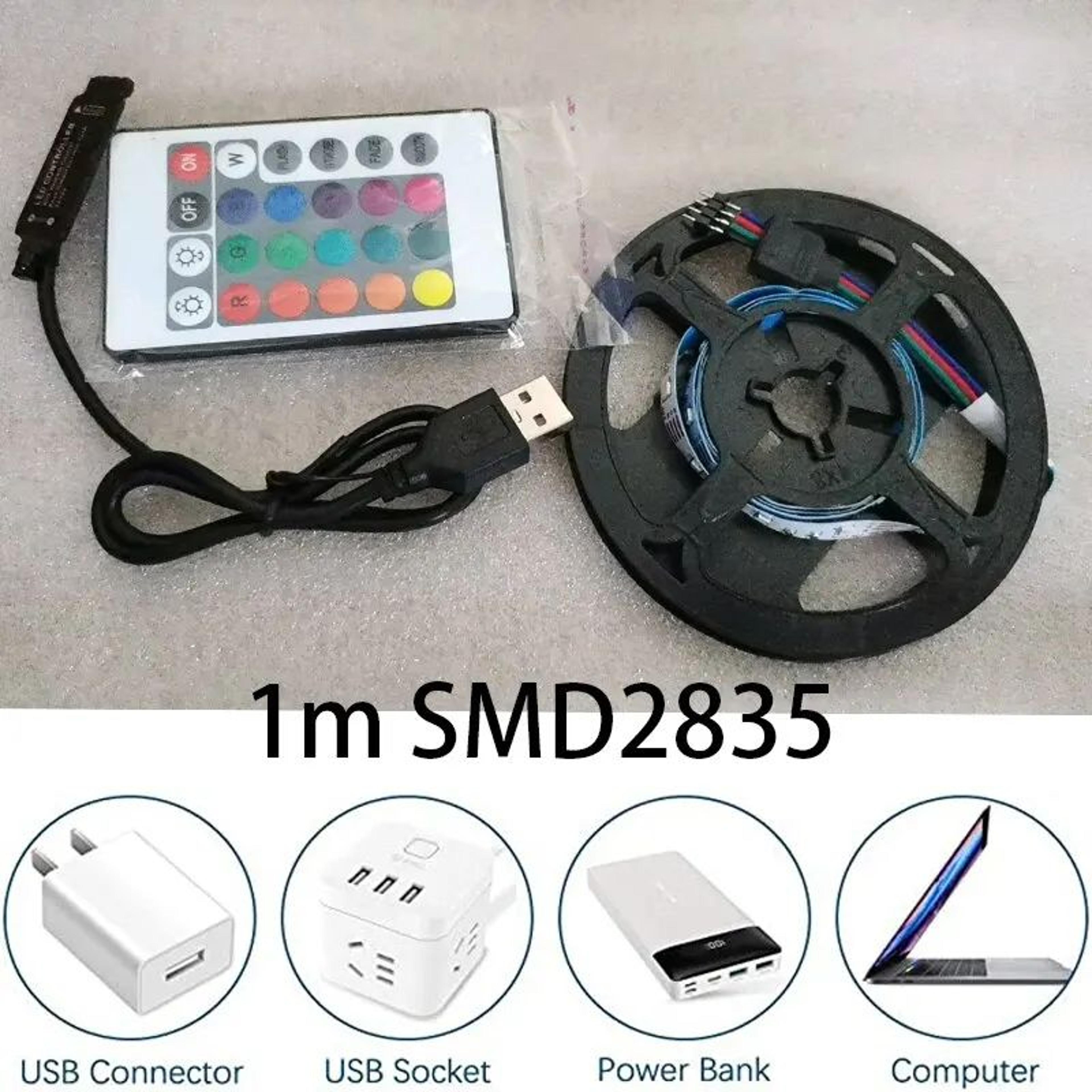 GlowFlex USB LED Strip Lights RGB TV Backlight With Remote Control 1 Meter 1