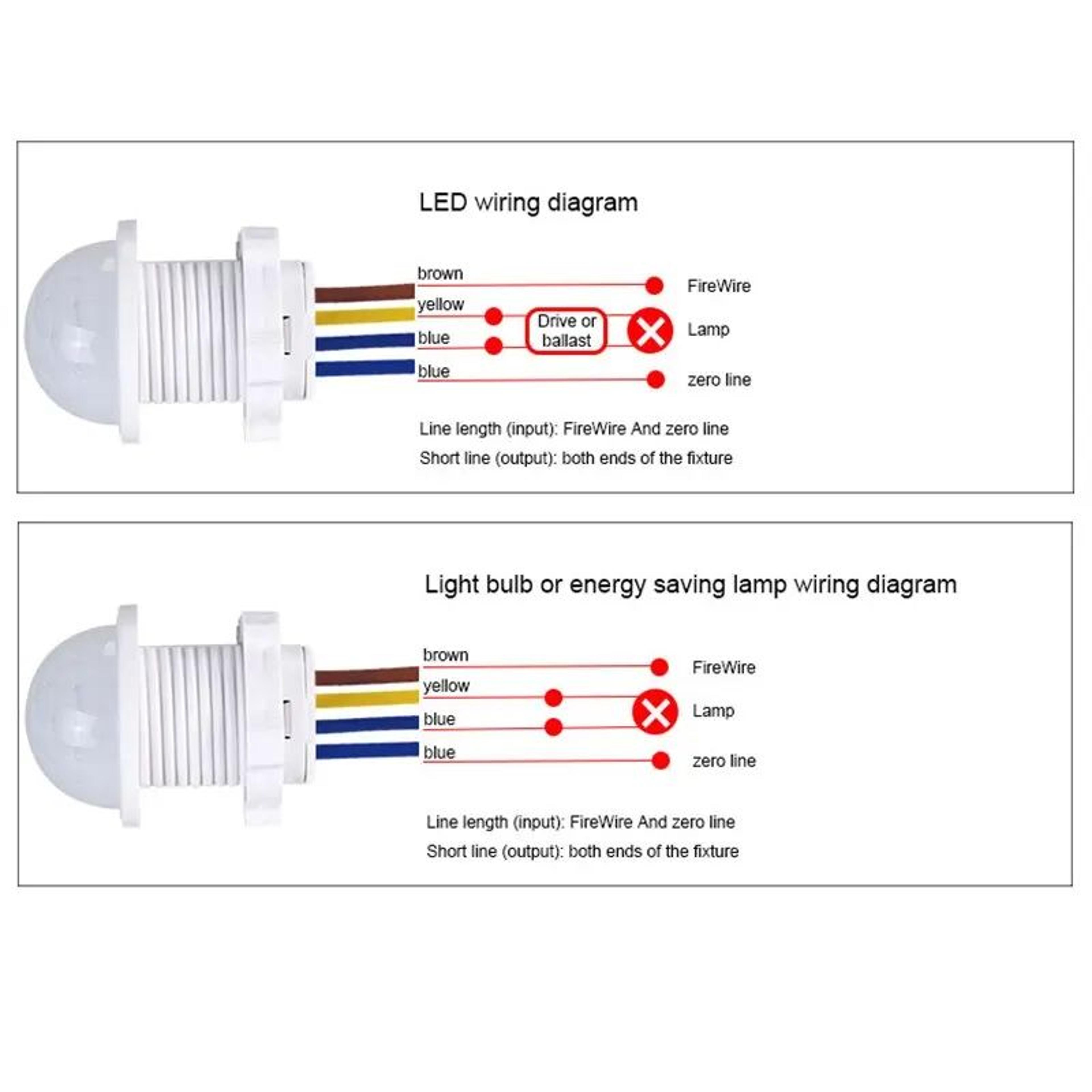 2 Pack Motion Sensor Light Switch PIR Infrared Motion Sensor Auto On Off Switch 110V 220V 2