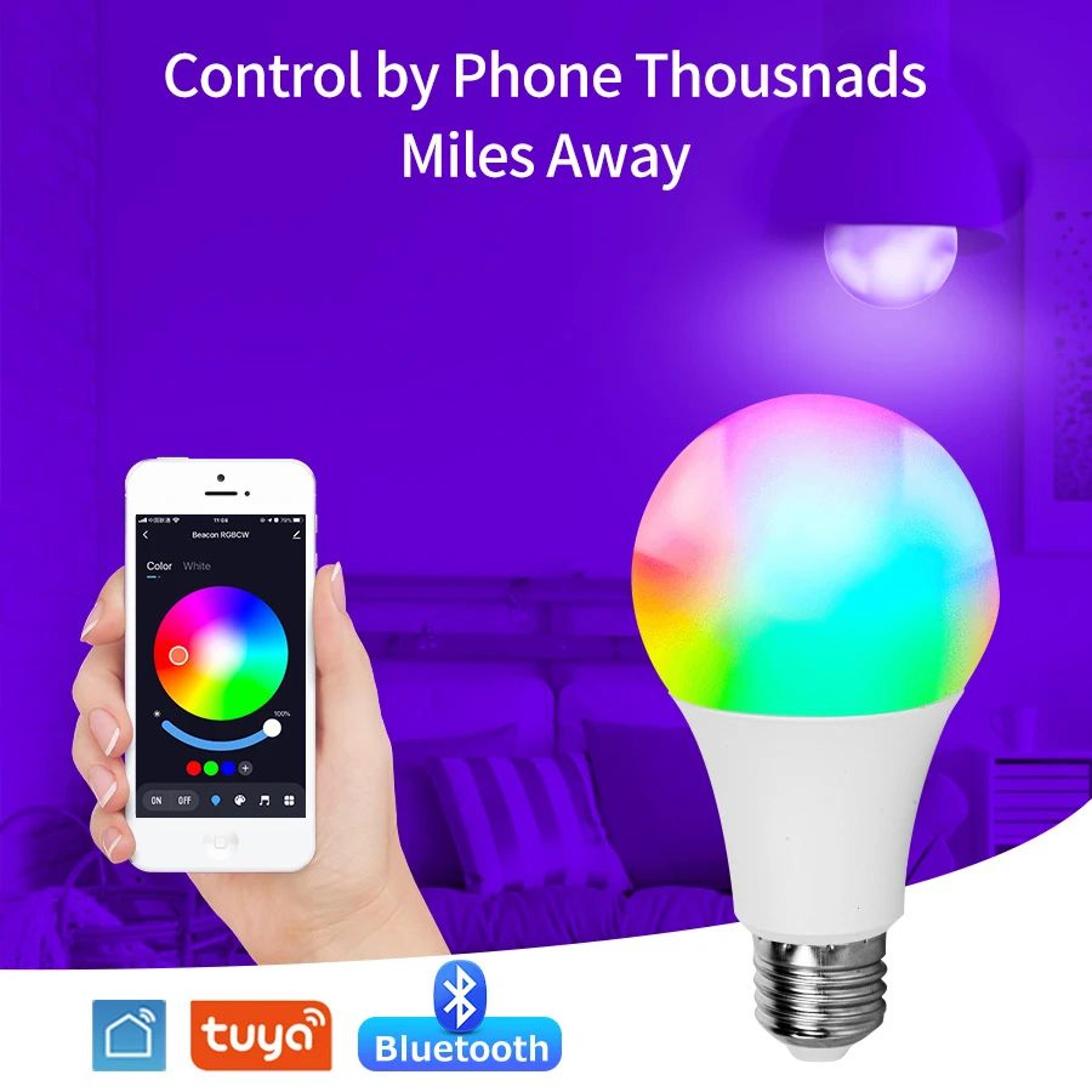 Tuya Smart LED Bulb E27 Bluetooth RGB Light Bulb App Controlled Dimmable Smart Home Lamp 0