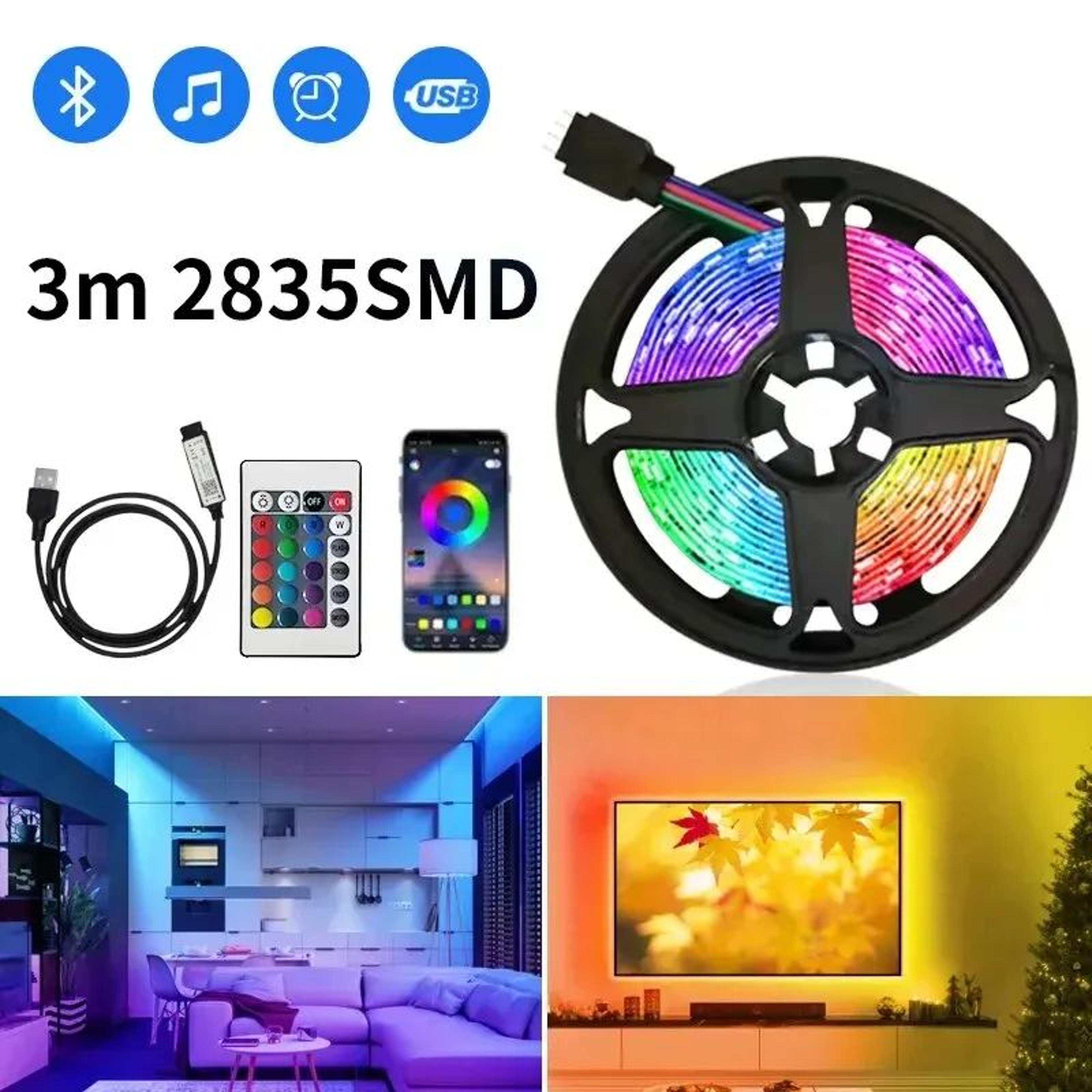 Smart USB RGB LED Strip Light With Bluetooth APP Control For TV Computer Bedroom Ambient Lighting 0