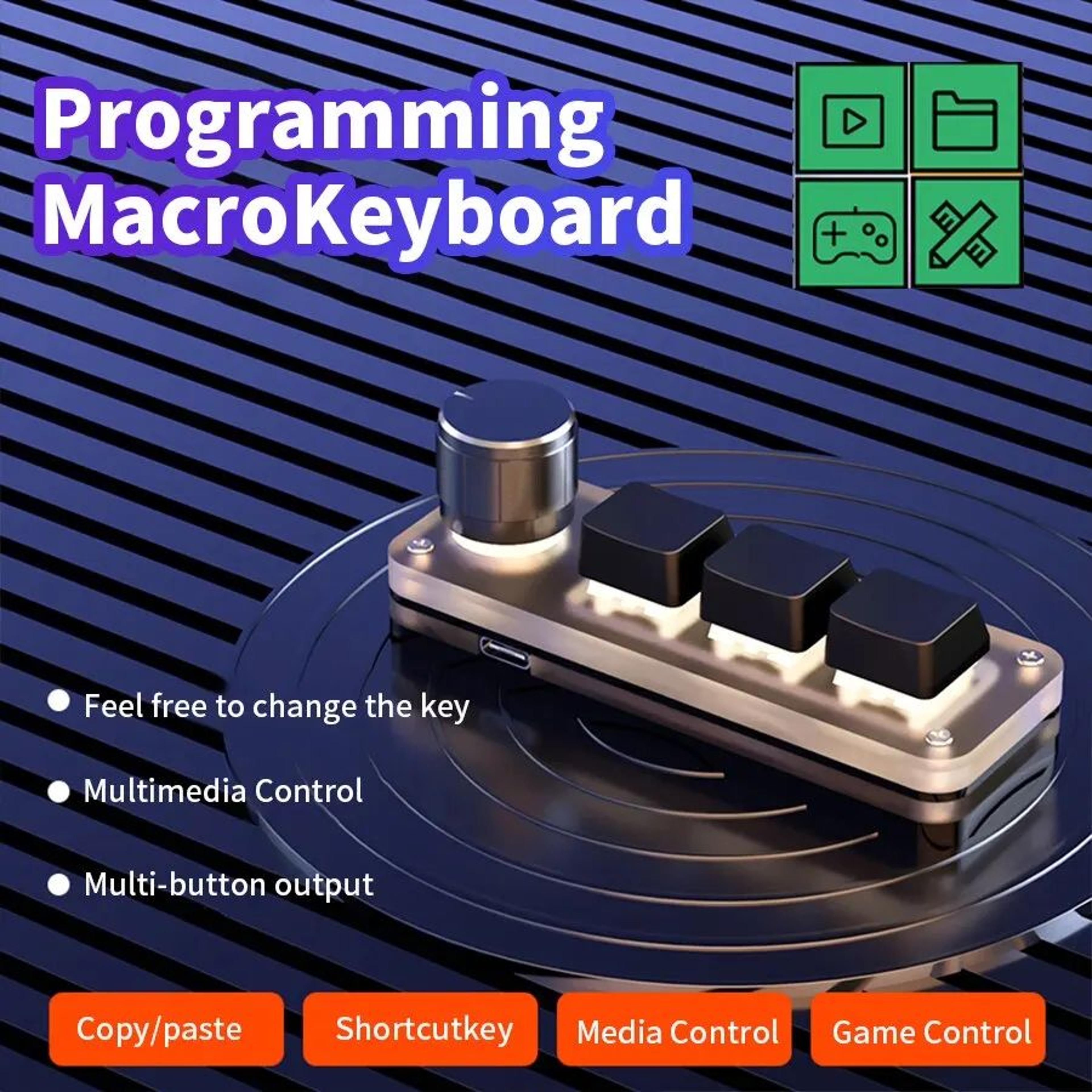 rgb macro keyboard with programmable knob mini mechanical keypad for gaming and creative shortcuts