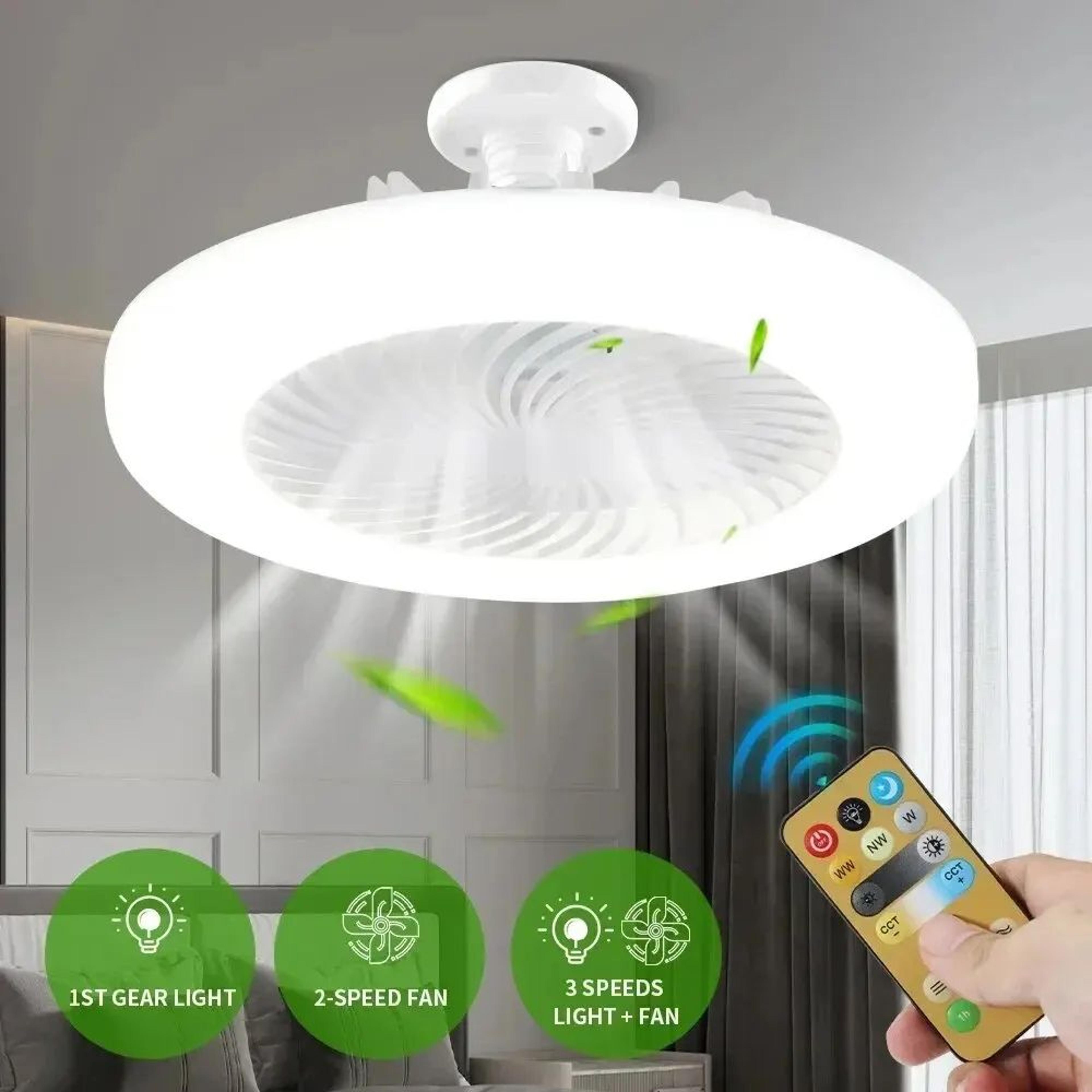 Smart Ceiling Fan With Lights Remote Control E27 LED Socket Fan For Bedroom Living Room 0