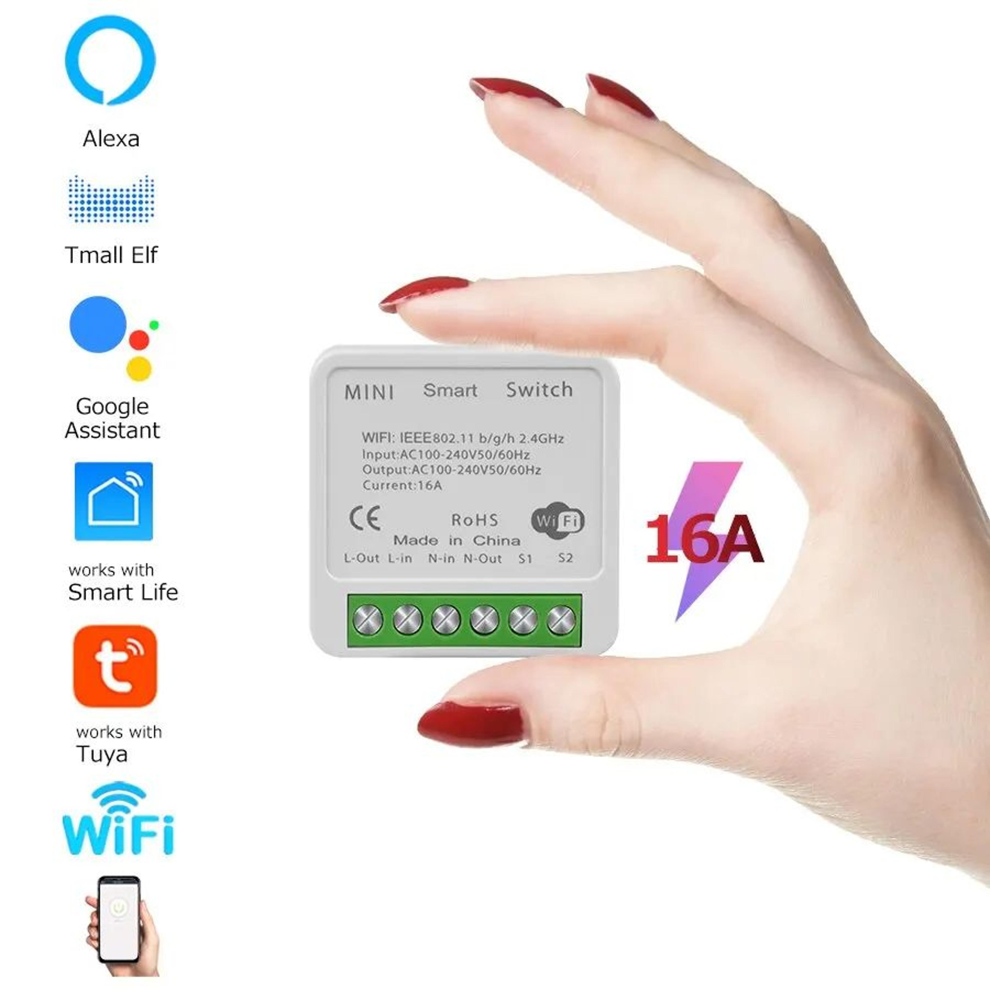 Tuya Mini WiFi Smart Switch 16A DIY Smart Light Switch With 2 Way Control 0