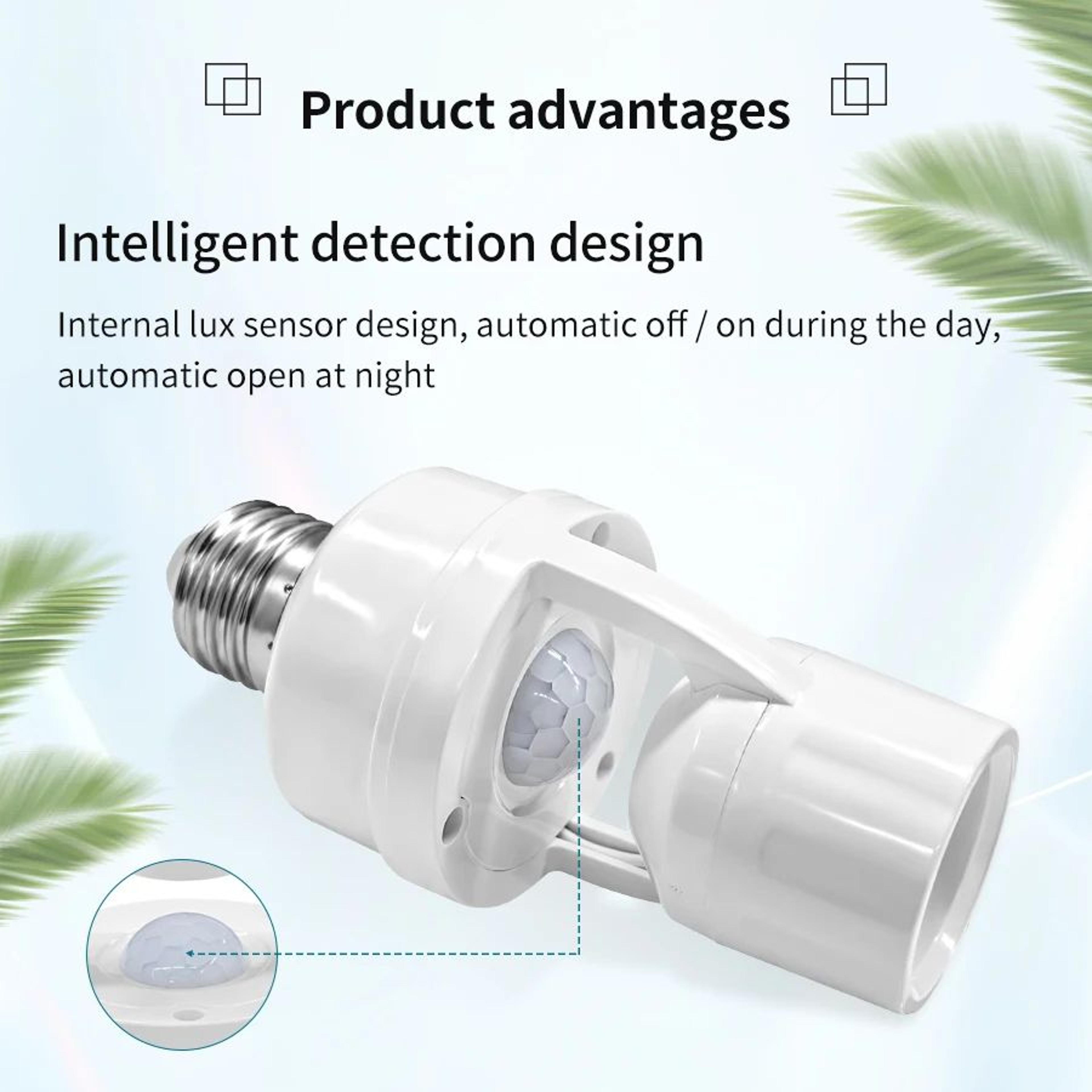Smart PIR Motion Sensor Light Socket E27 Lamp Holder With Adjustable Time And Light Control 110V 22 4
