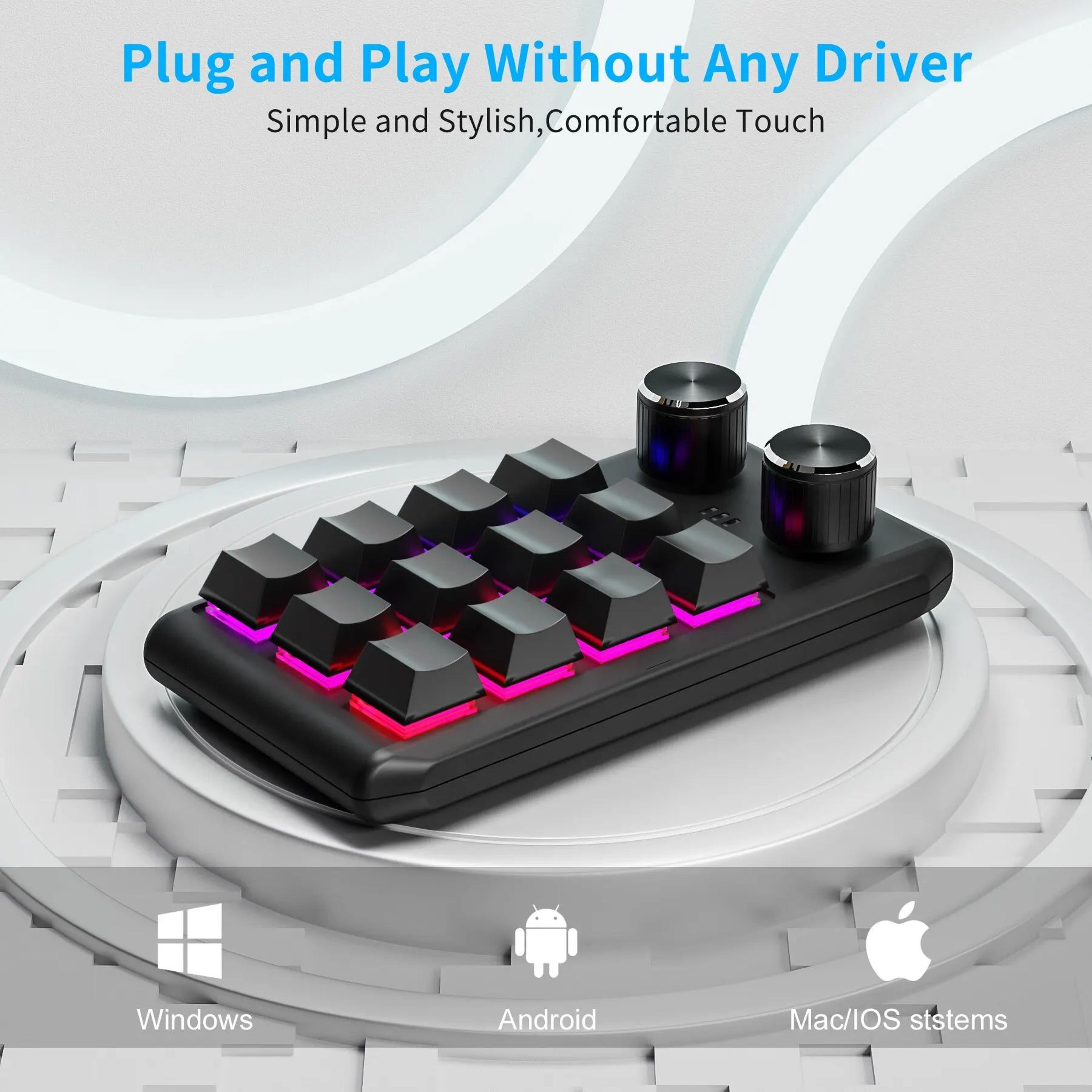 Bluetooth Macro Keyboard With 12 Programmable Keys And Dual Knobs RGB Mechanical Macropad 2