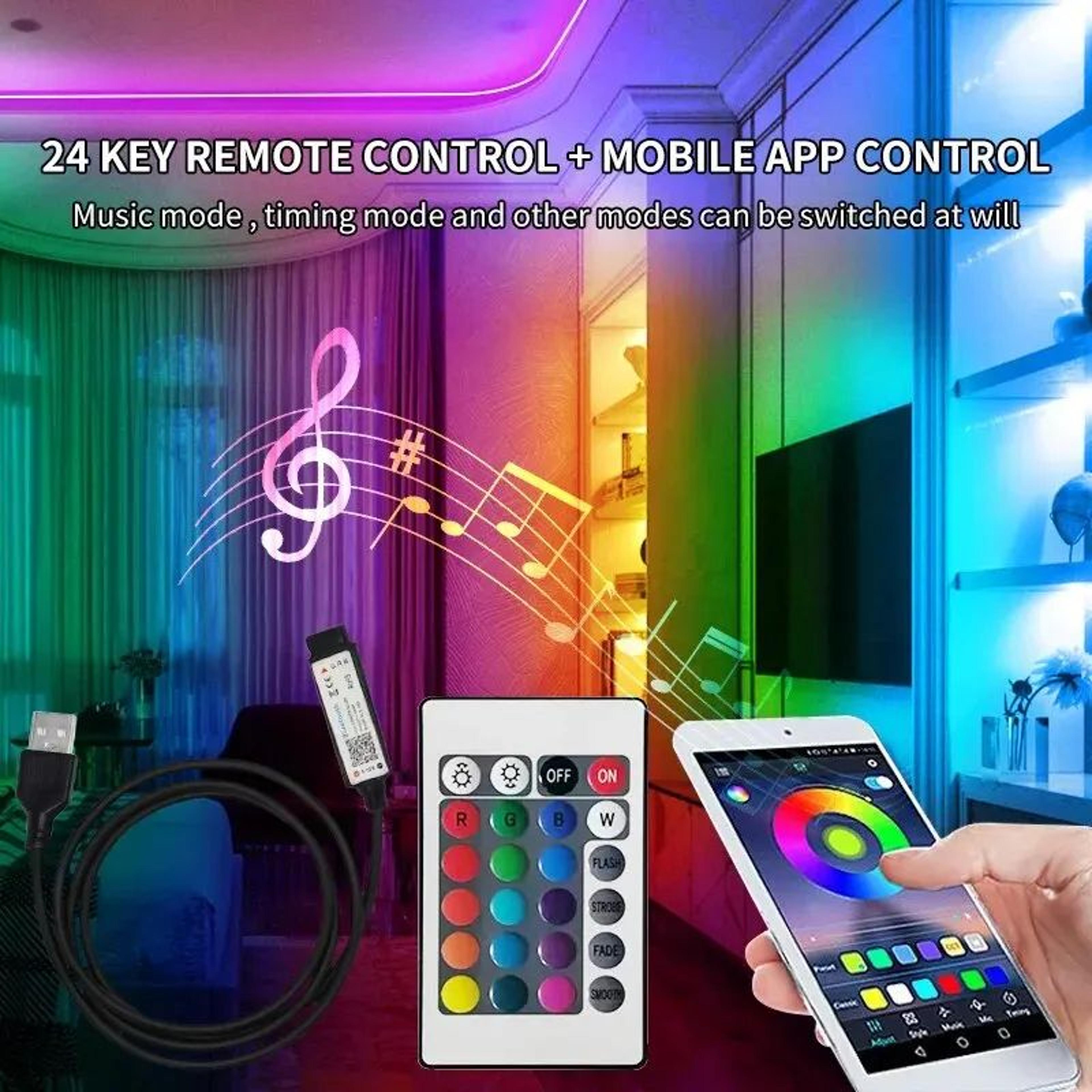 USB RGB LED Strip Lights With Bluetooth APP Control For TV PC And Room Ambiance 1