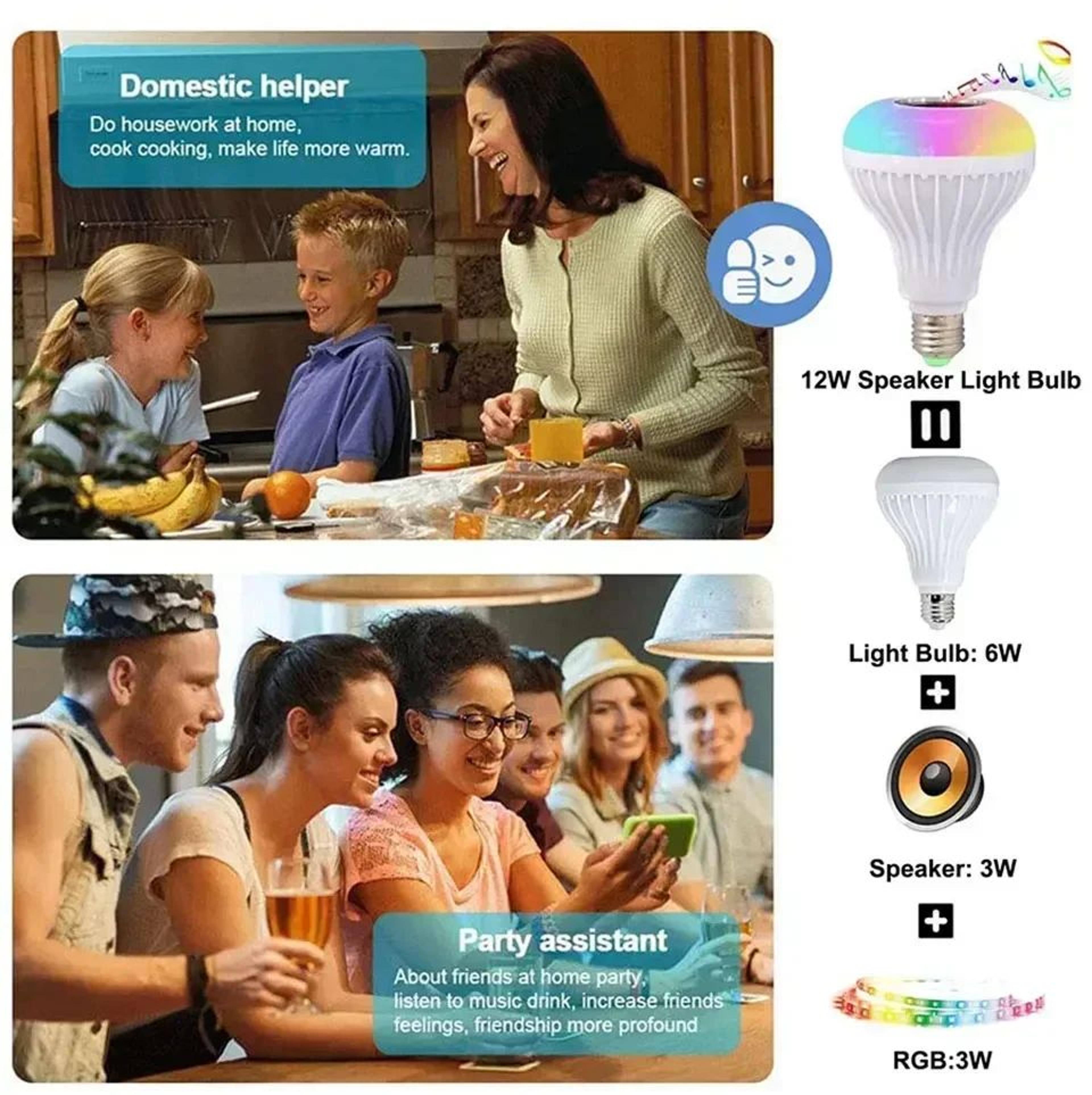 Bluetooth Speaker Light Bulb E27 RGB LED Music Bulb With Remote Control For Home Party Mood Lightin 4