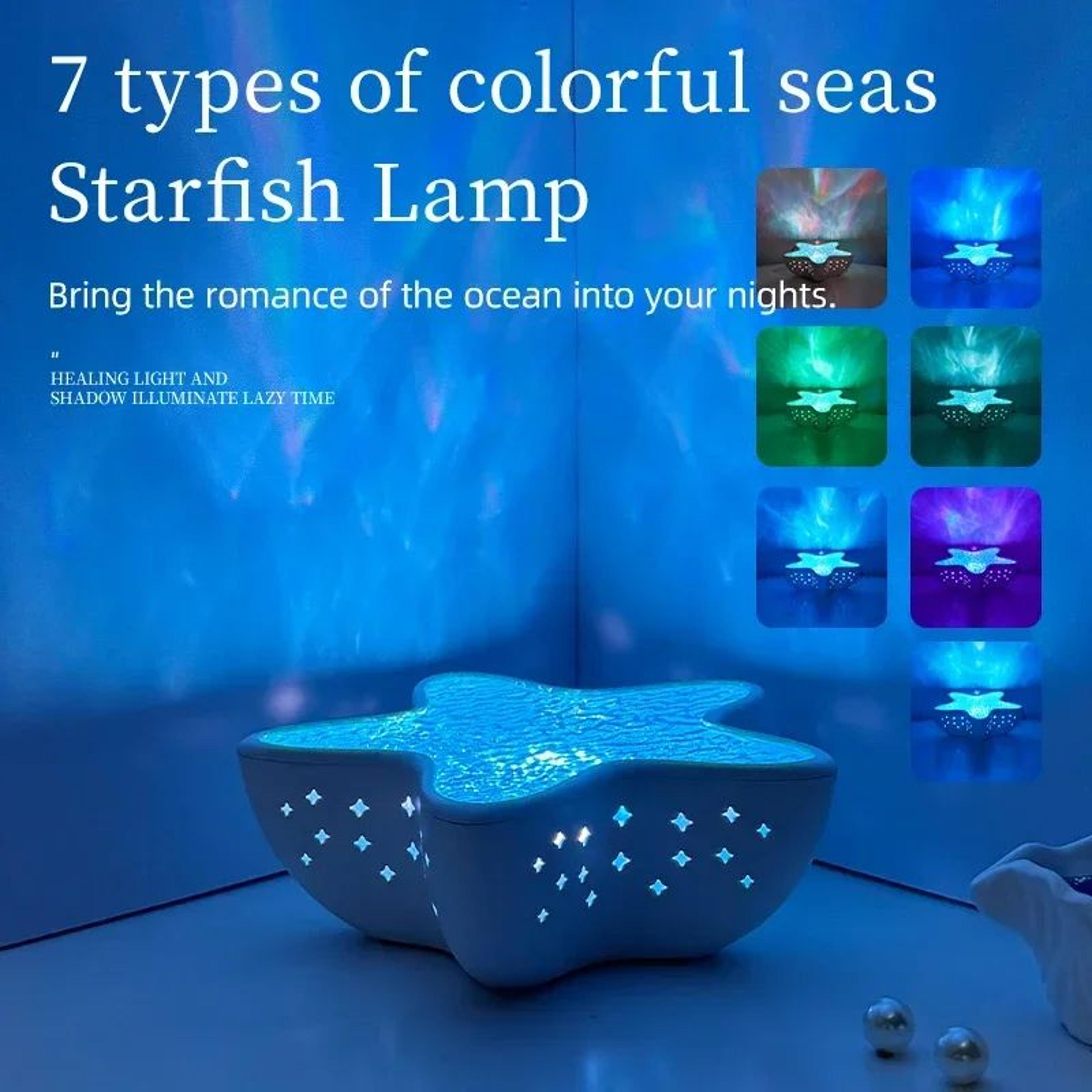 Starfish Ocean Wave Projector Night Light Rechargeable RGB Mood Light For Bedroom Decor 1