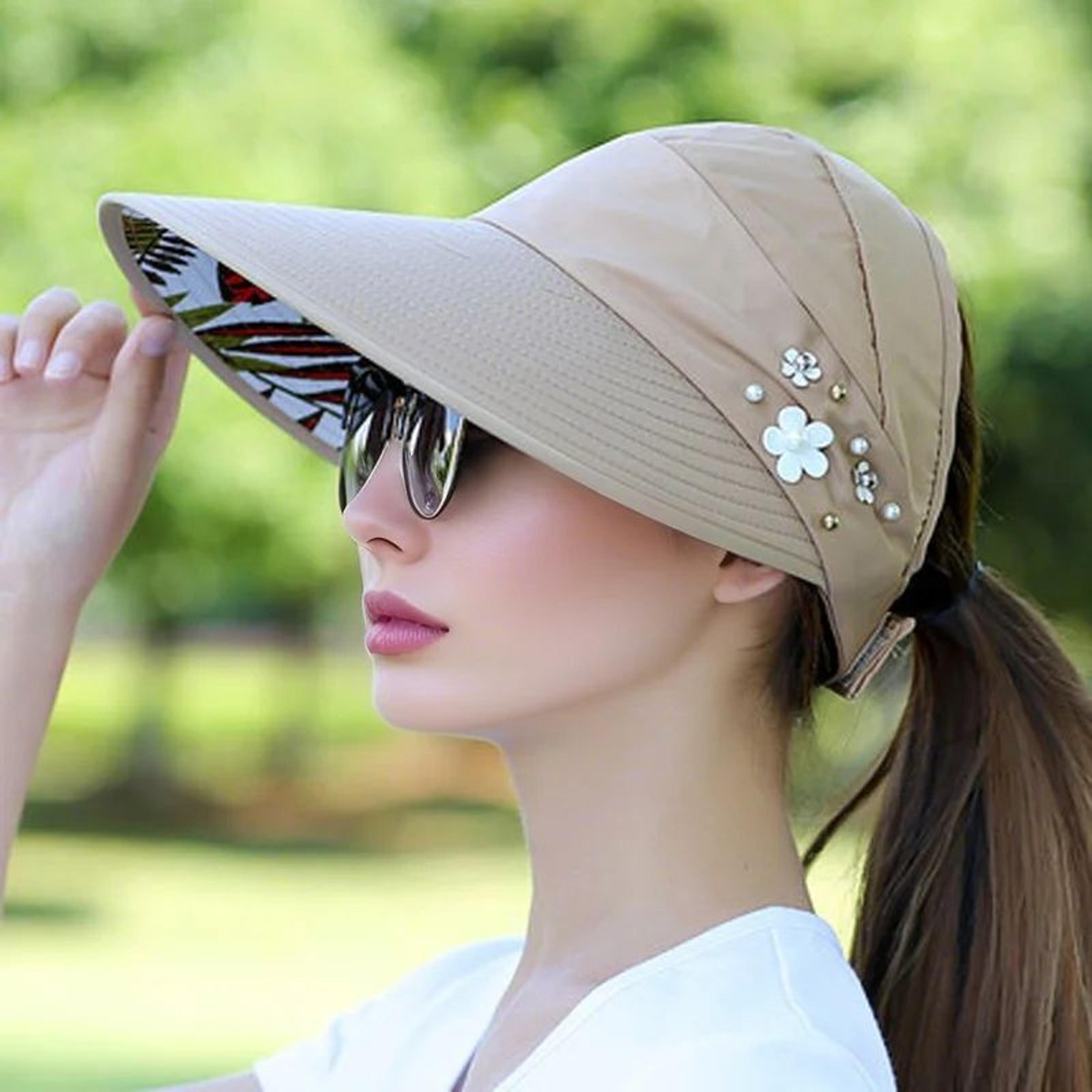 Foldable Sun Visor Hat For Women With Wide Brim Sun Hat UV Protection Beach Cap 7