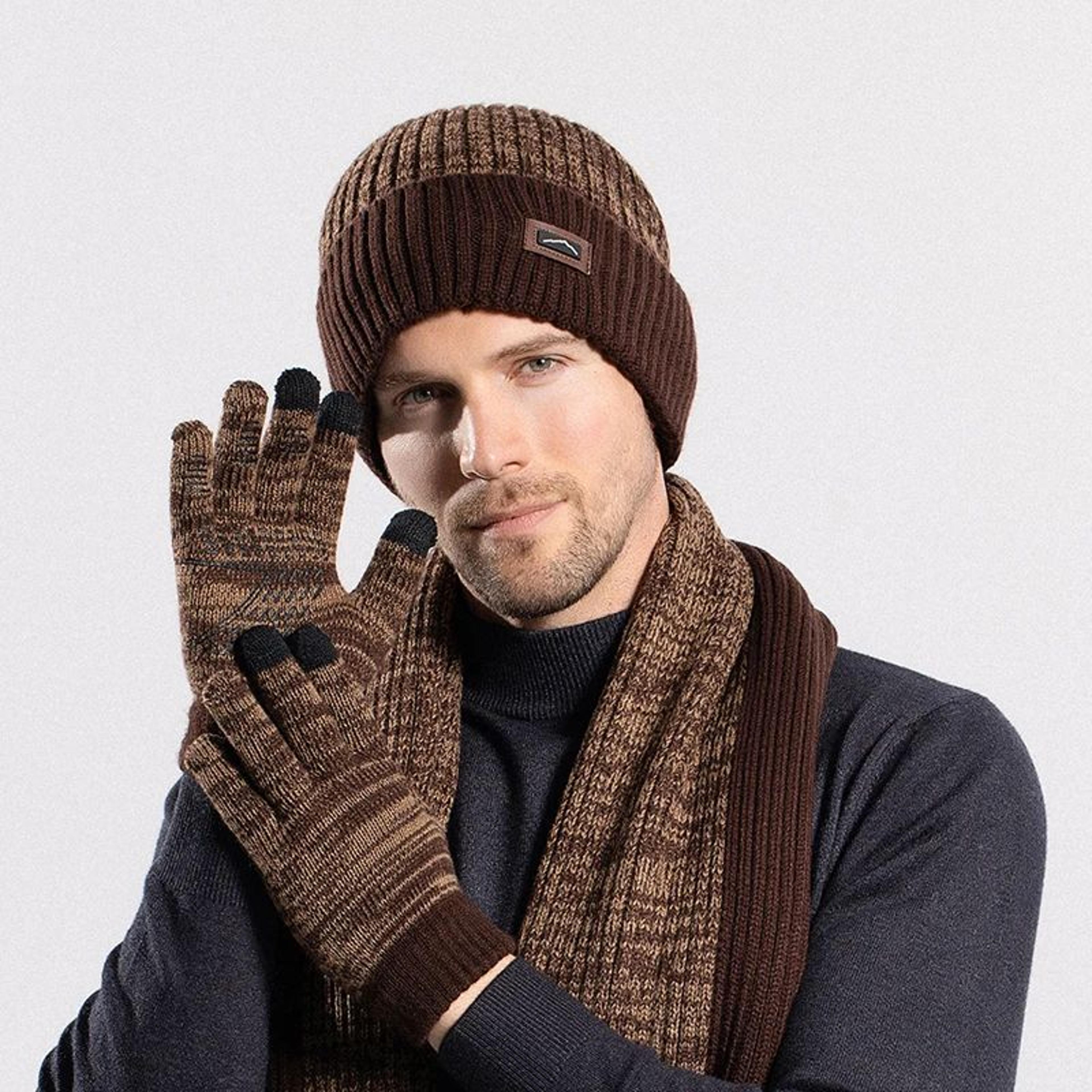 Cozy Fleece Lined Winter Hat Scarf Gloves Set For Women Warm Knit Cold Weather Essentials 9