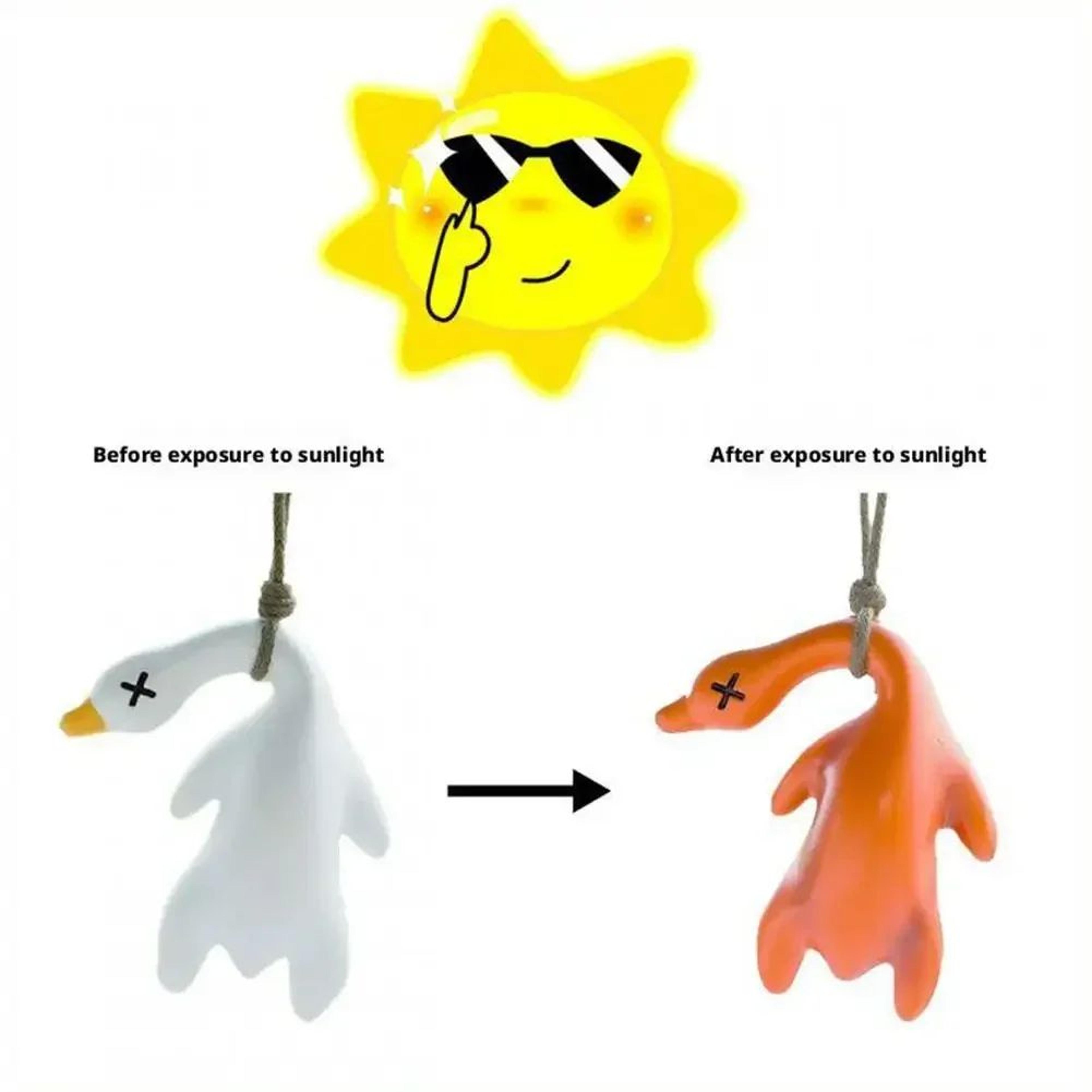 SunGlow UV Color Changing Car Pendant Funny Roast Duck Car Charm Keychain 5