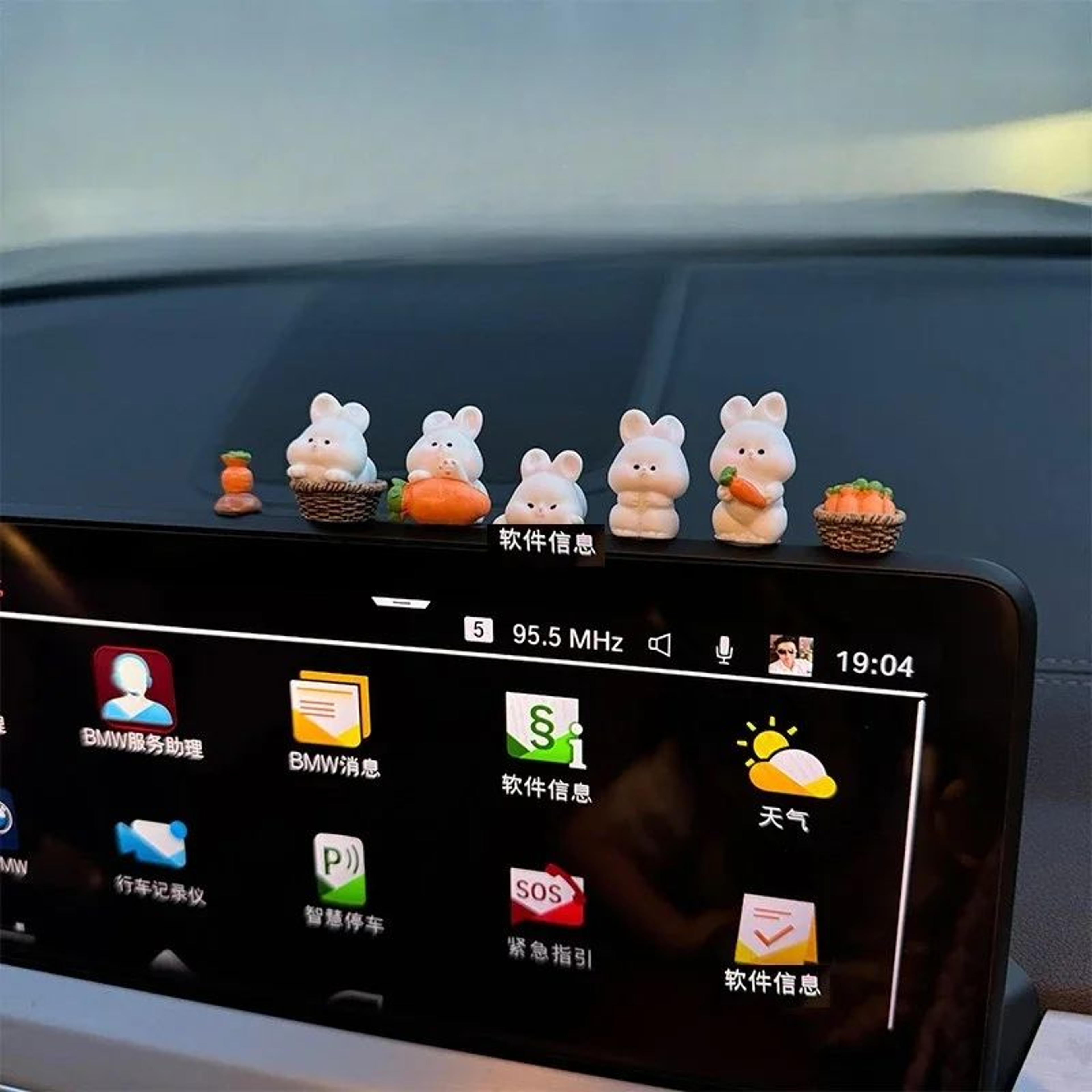 Cute Bunny Car Dashboard Ornament For Center Console Interior Decor 3