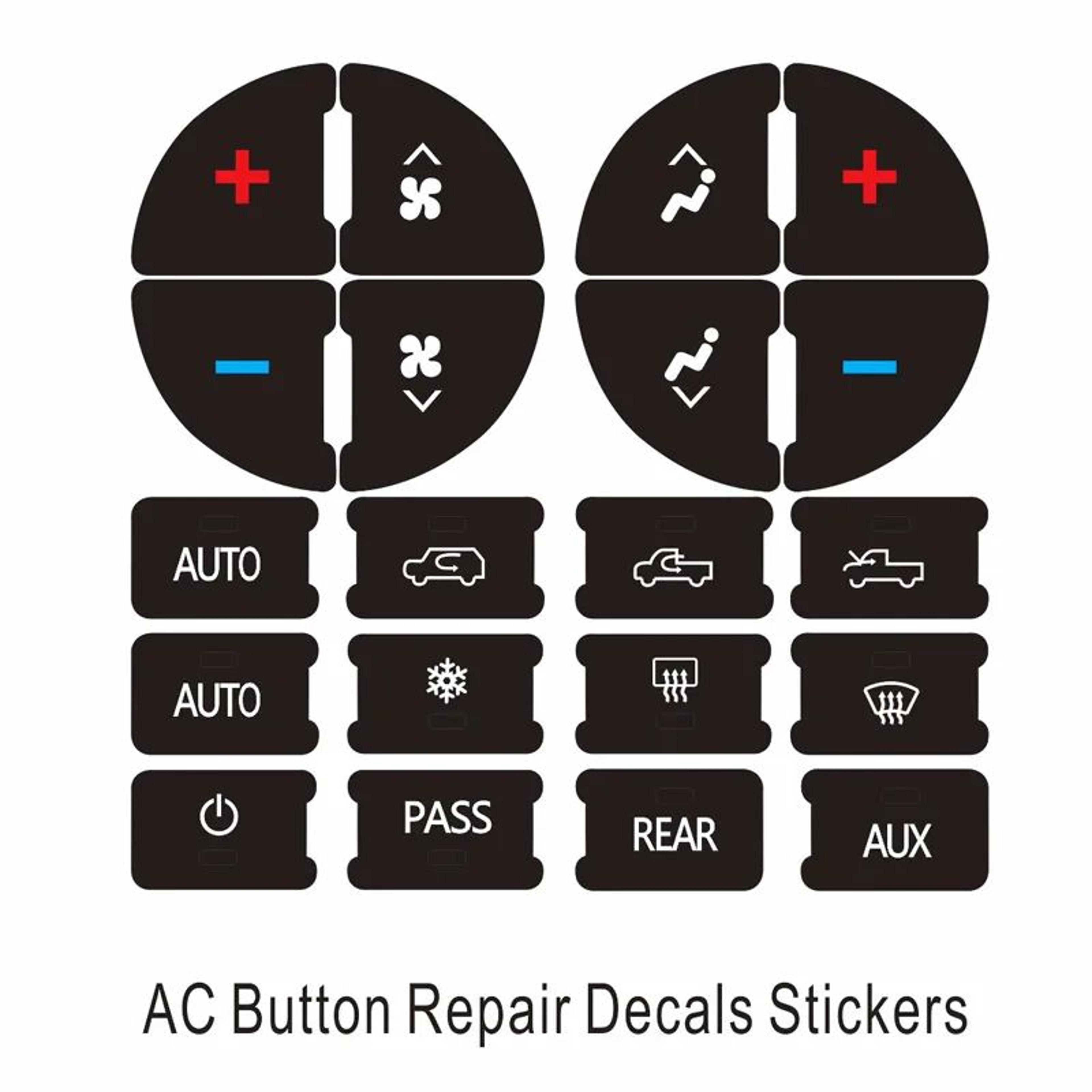 Universal Car AC Button Repair Sticker Dashboard Climate Control Button Decal Kit 2